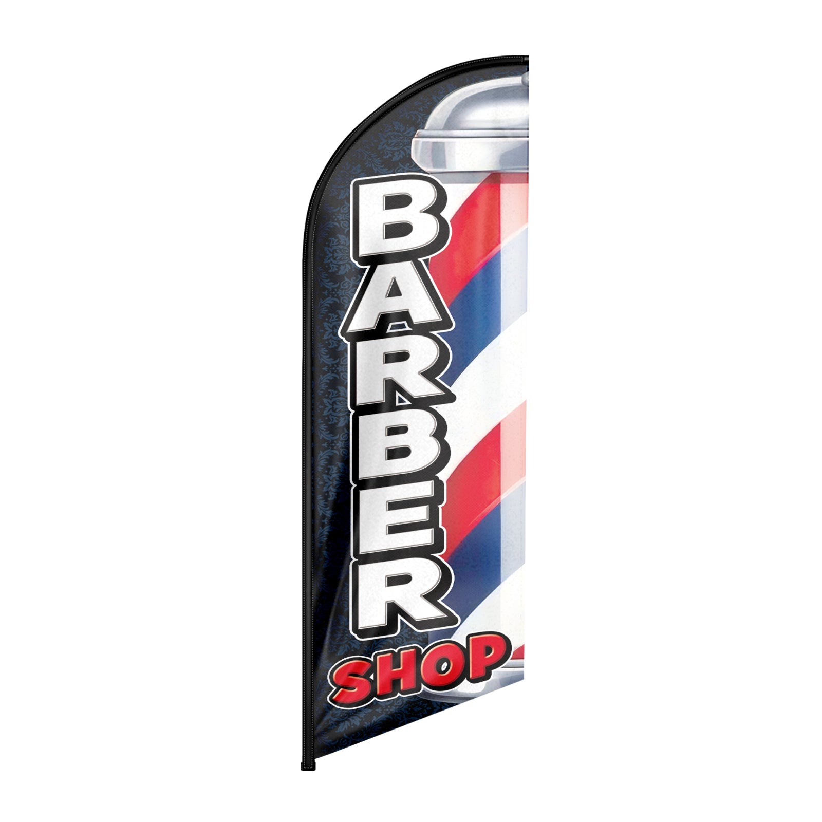 Barber Shop Sign-8Ft Black Barber Shop Feather Flag for Barber Shop Business（Flagpole Not Included）