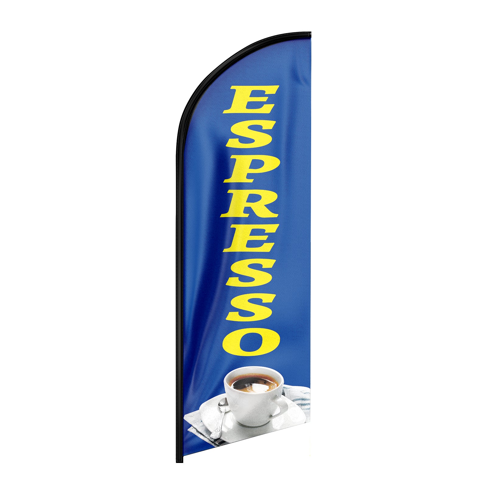 Coffee House Sign-8ft Blue Espresso Feather Flag!（Flagpole Not Included）