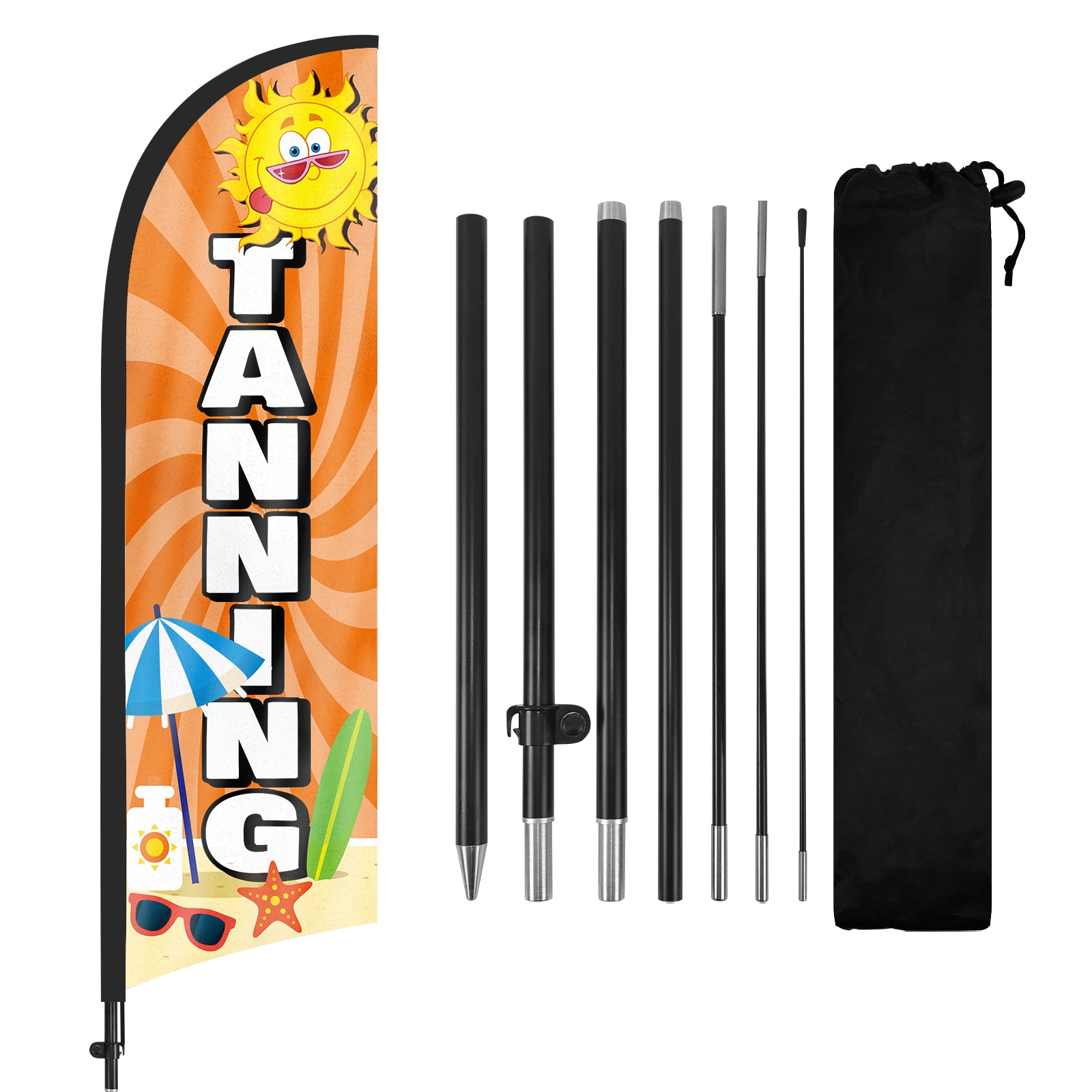 8Ft Tanning Feather Flag with Pole & Stake