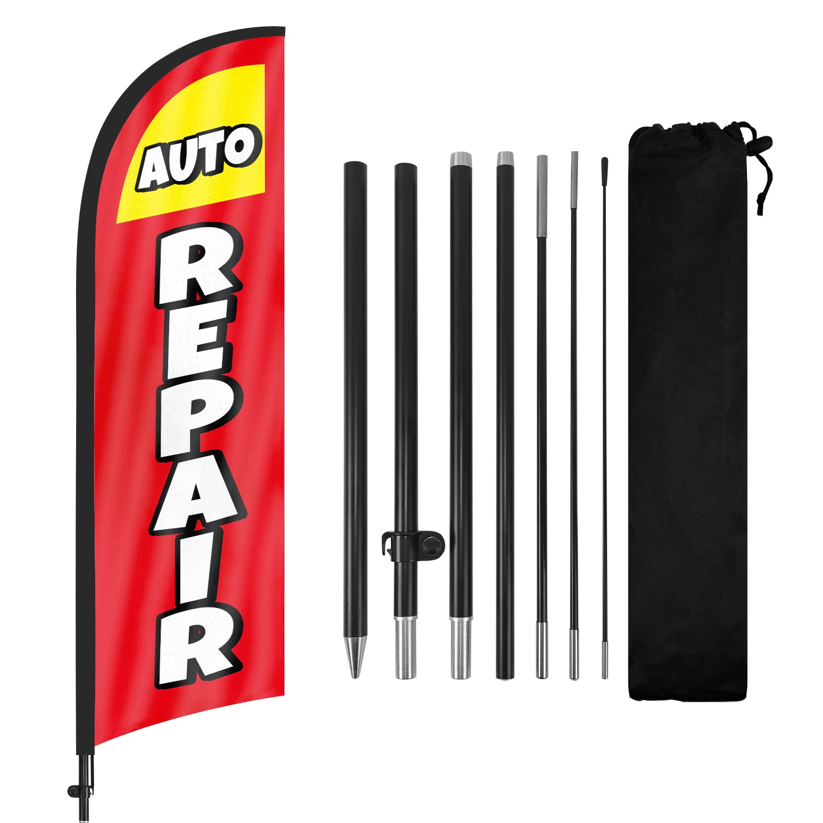 8ft Auto Repair Red 02 Feather Flag Pole Kit