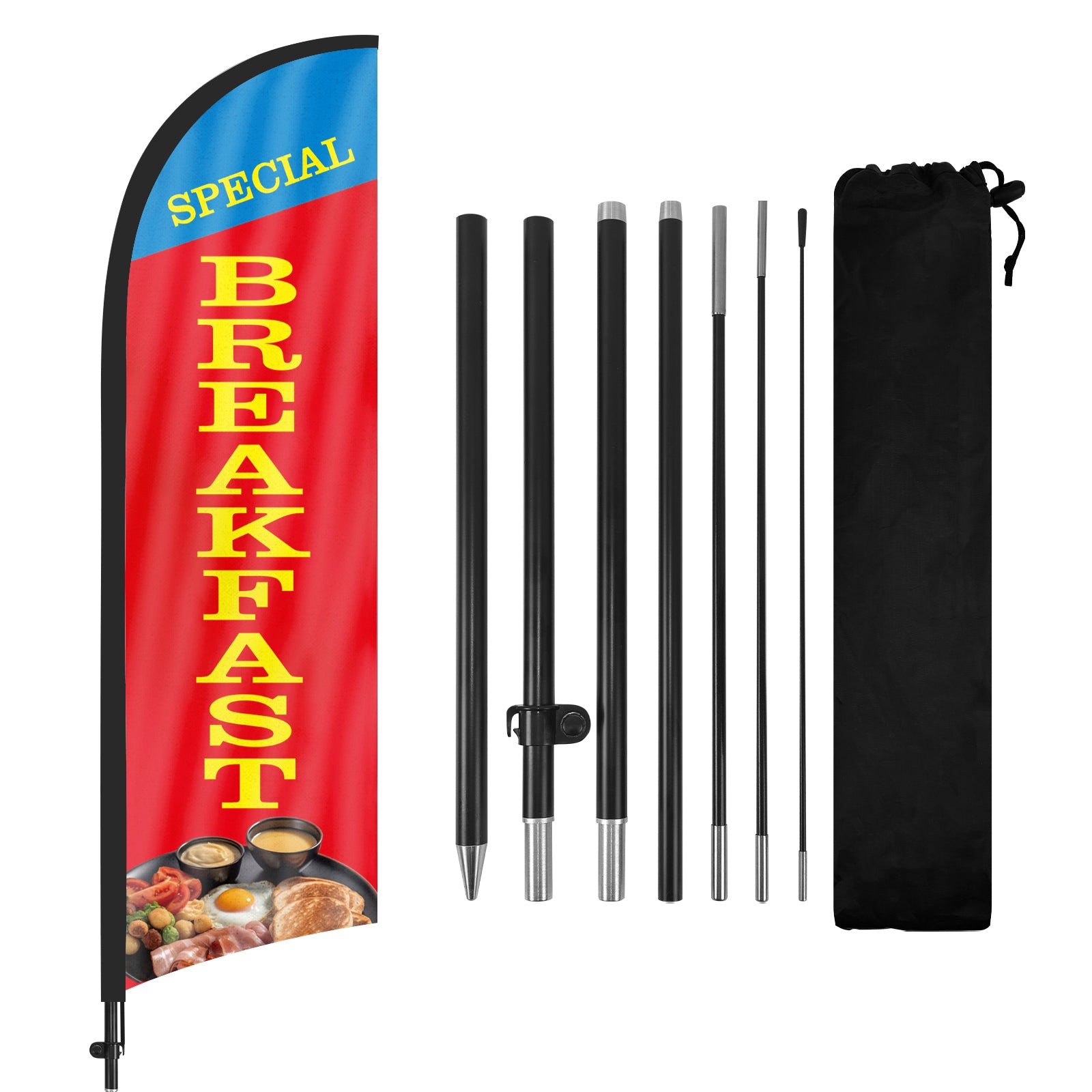 8ft Breakfast Special Red Feather Flag Kit with Pole and Stake