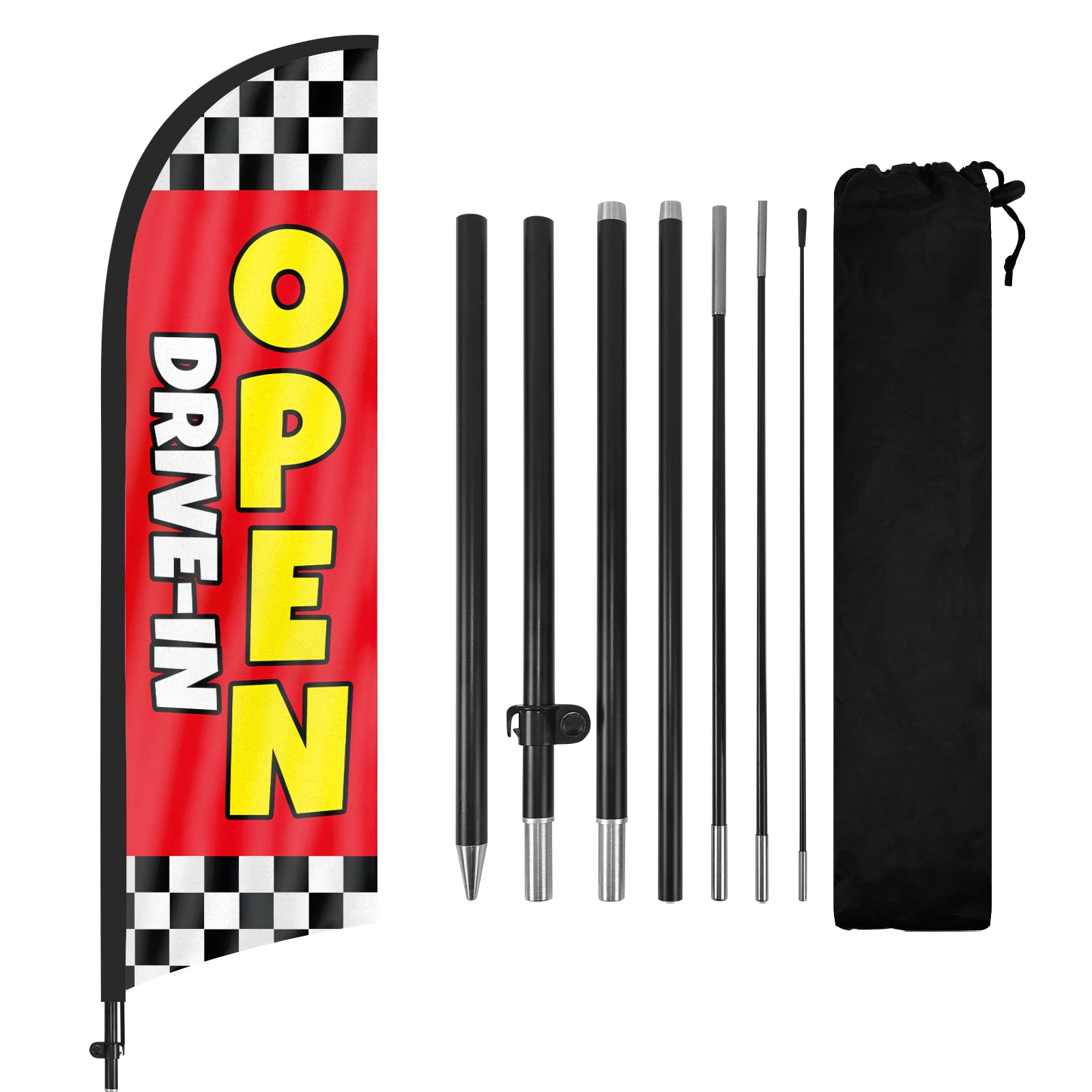 8ft Open Drive-in Red Feather Flag with Pole and Stake