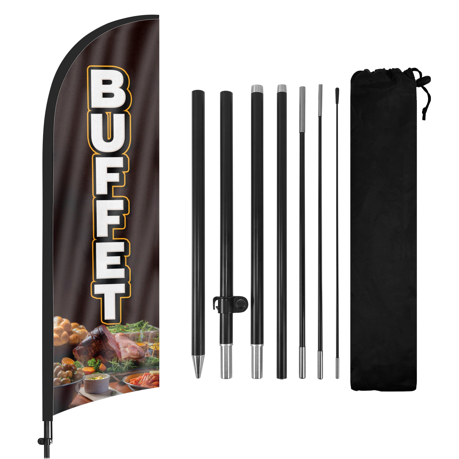 8ft Buffet Feather Flag Kit with Pole and Stake