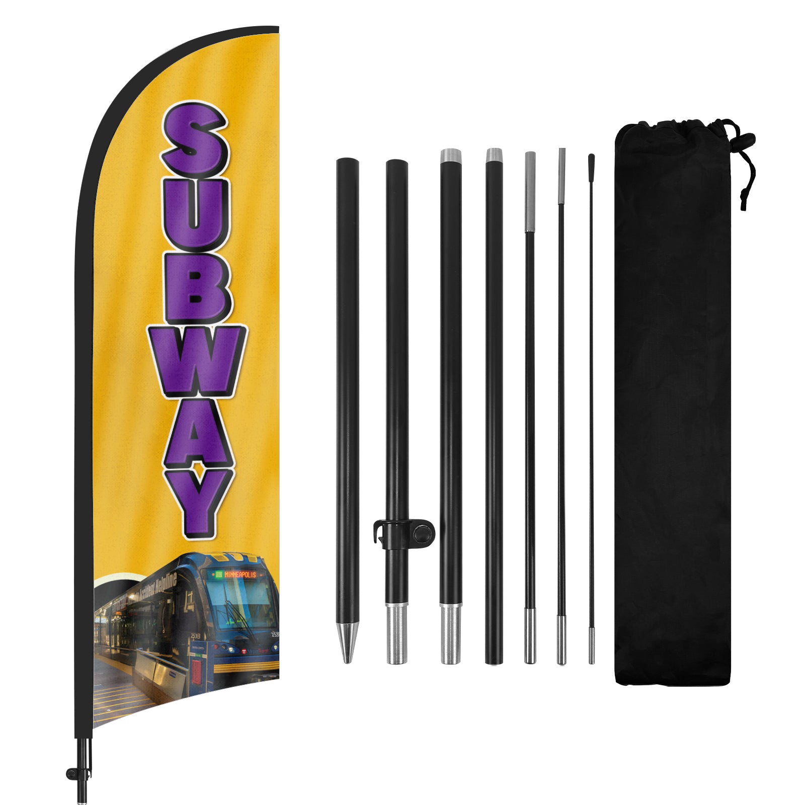 8Ft Subway Feather Flag with Pole & Stake