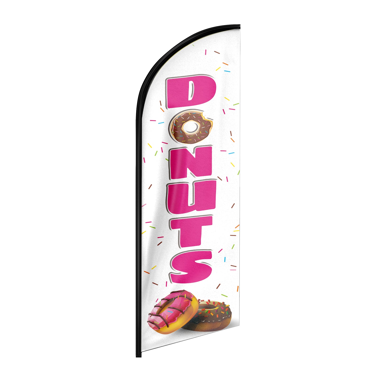 Donuts Sign-8ft White Donuts Feather Flag!（Flagpole Not Included）