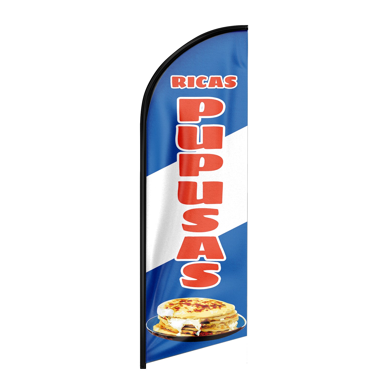 Mexican Food Banner-8ft Blue Ricas Pupusas Feather Flag!（Flagpole Not Included）