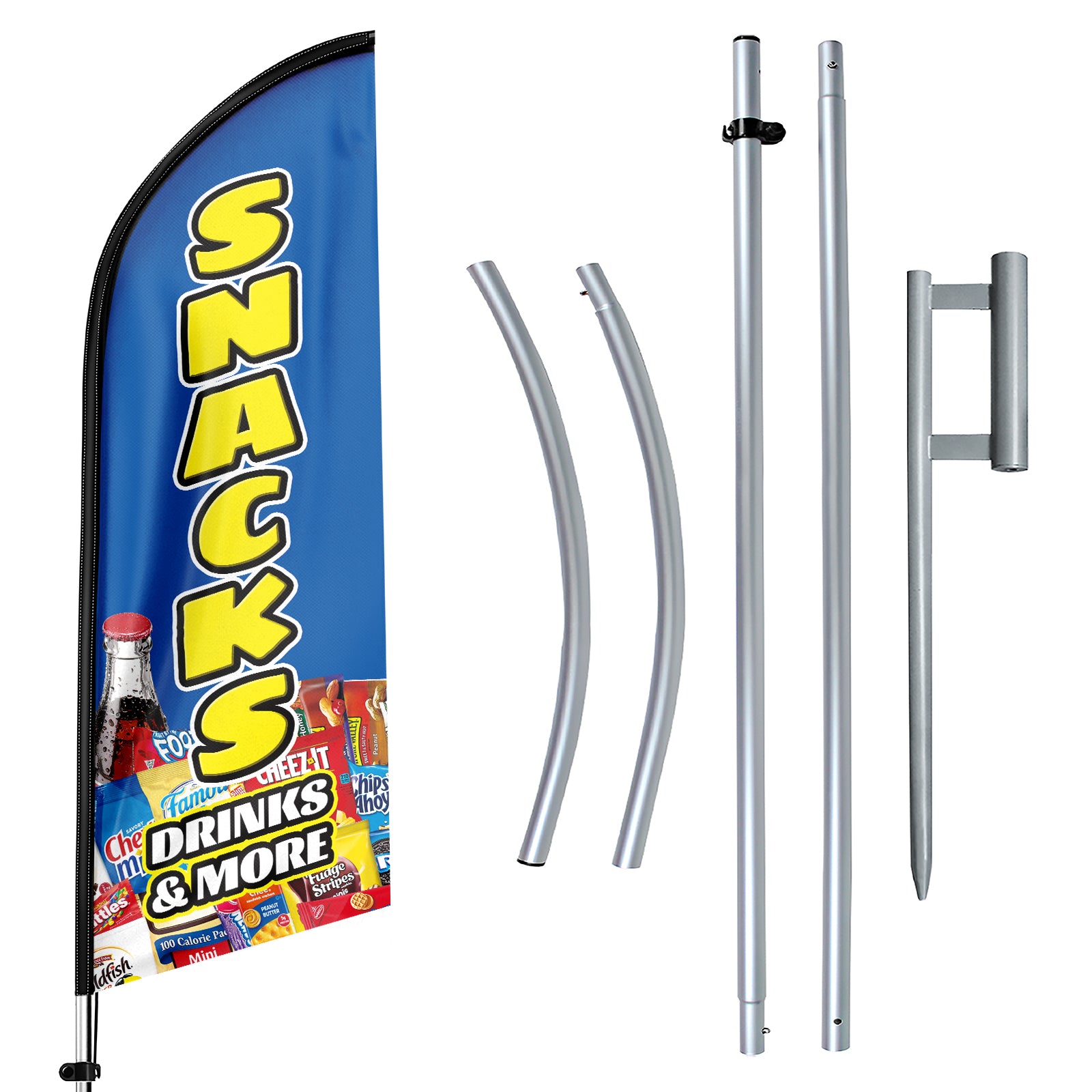 Snack Sign-11ft Feather Flag Kit for Advertising with Pole and Stake