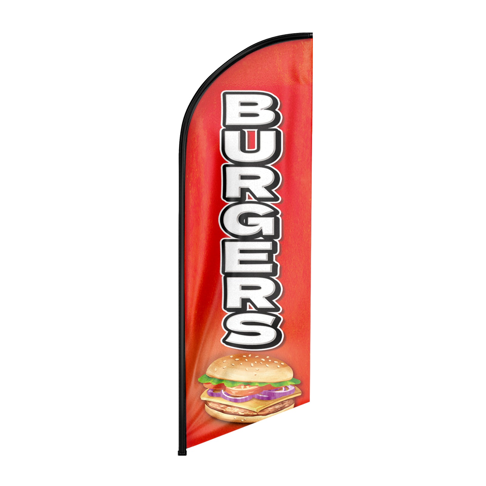 Burgers Sign-8ft Burgers Feather Flag!（Flagpole Not Included）