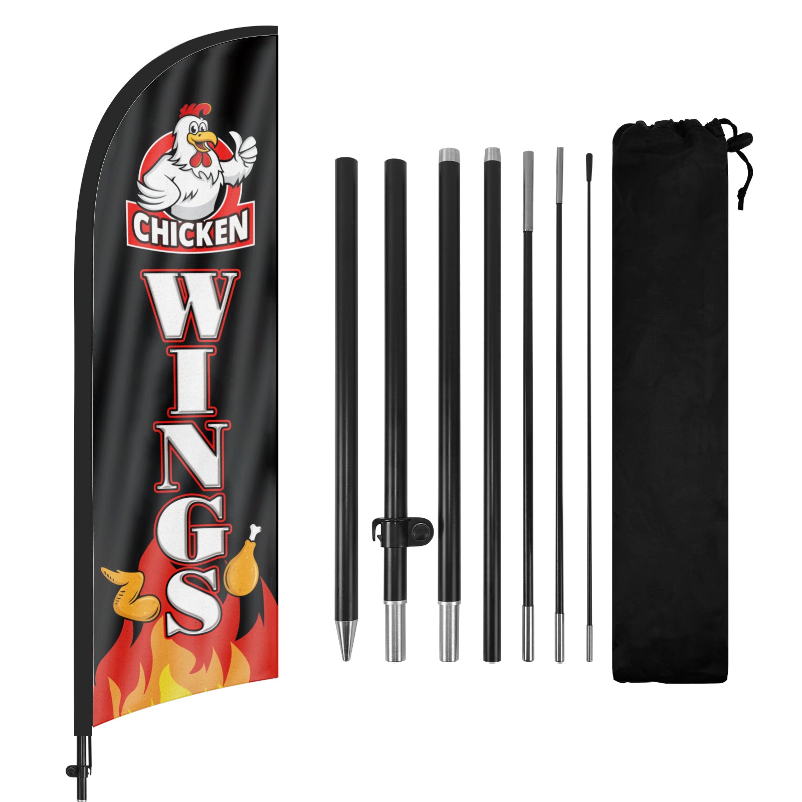 8Ft Chicken Wings Feather Flag Pole Kit
