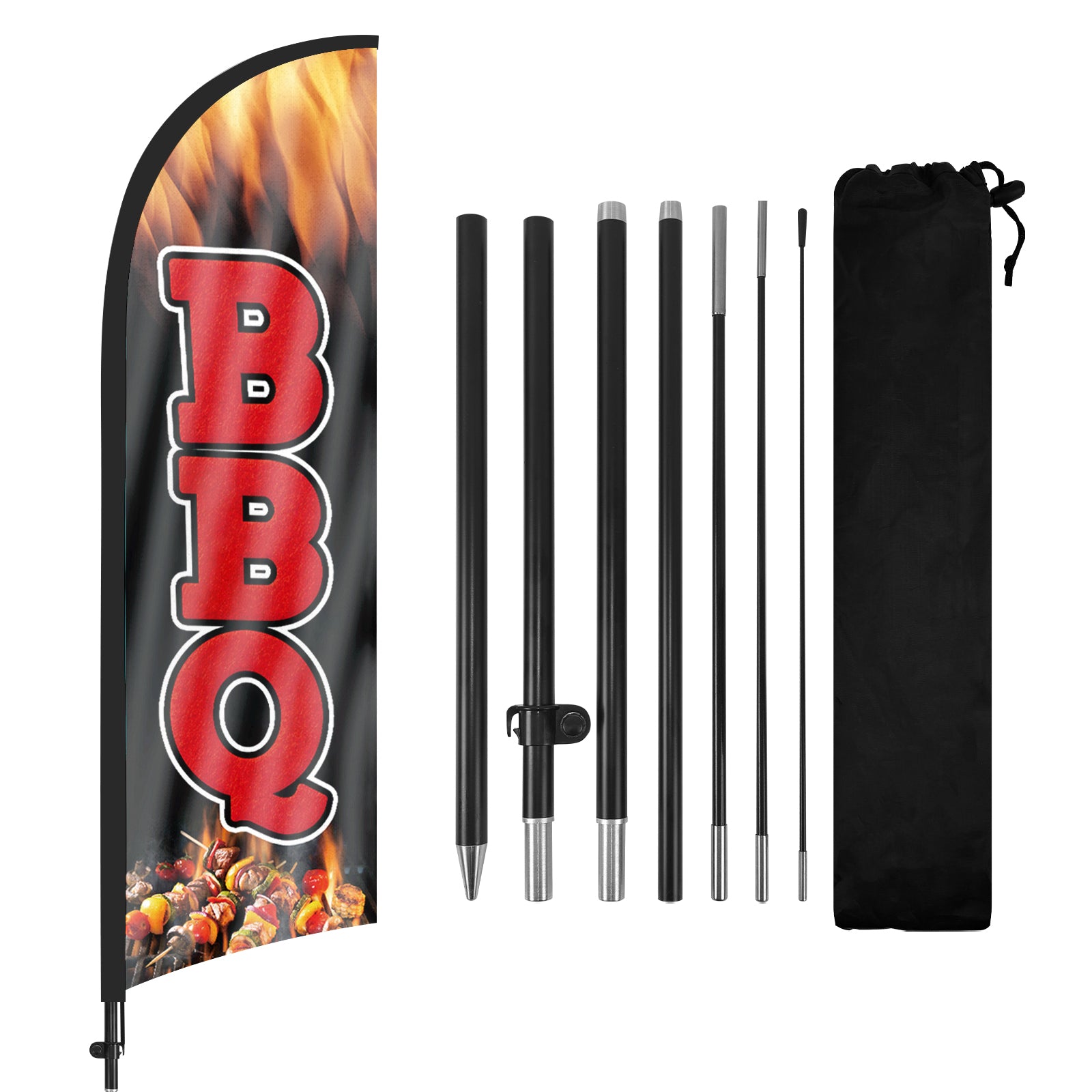8ft BBQ 01 Feather Flag with Pole and Stake