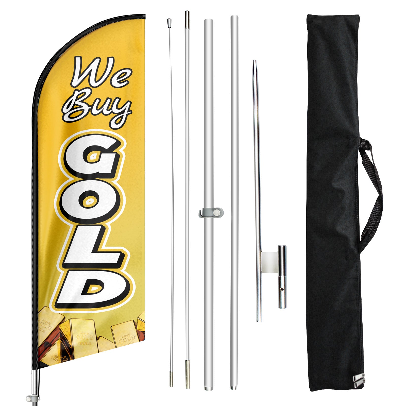 We Buy Gold Sign-11ft We Buy Gold Swooper Flag Feather Flag Pole Kit