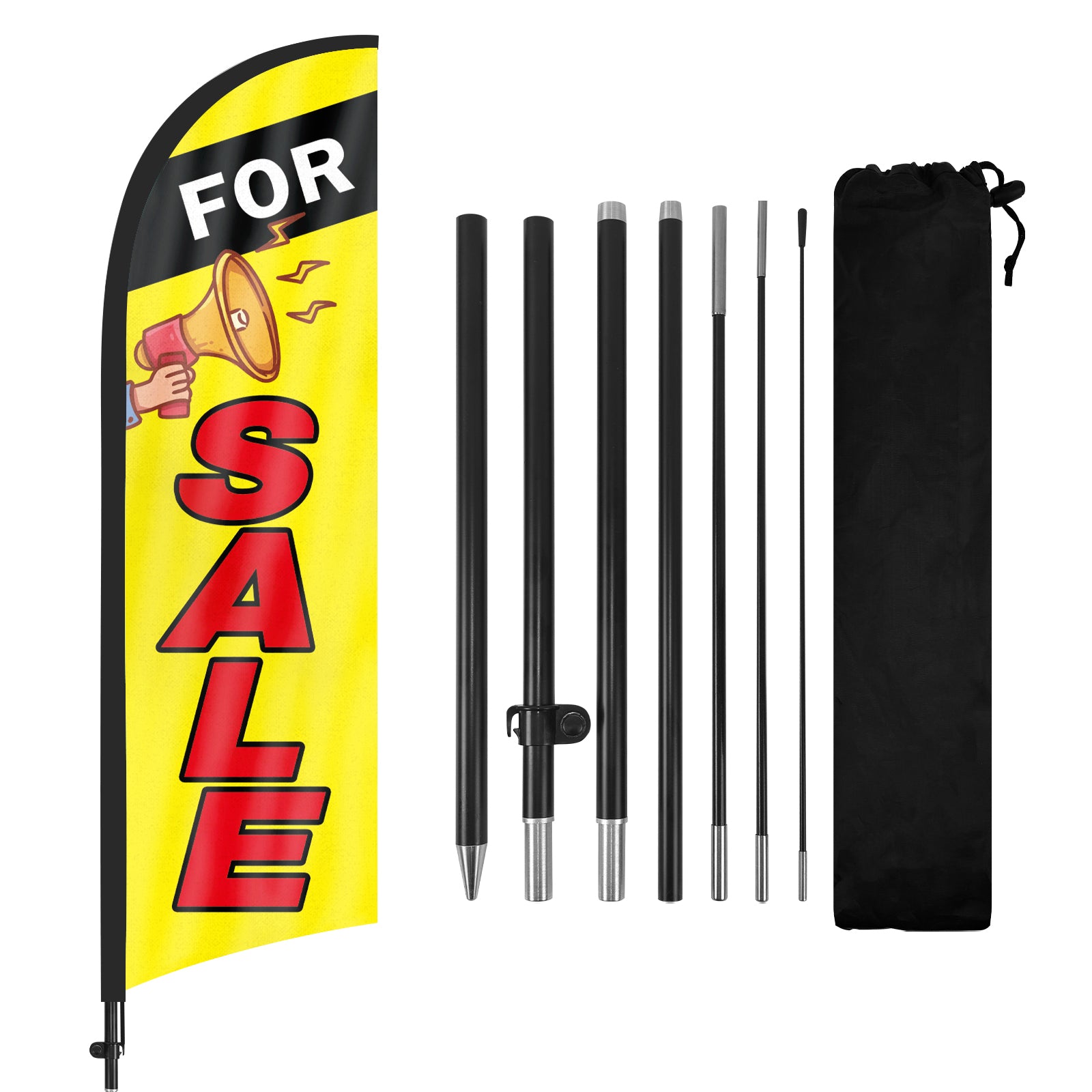 8FT For Sale Yellow Feather Flags with Pole and Ground Stake