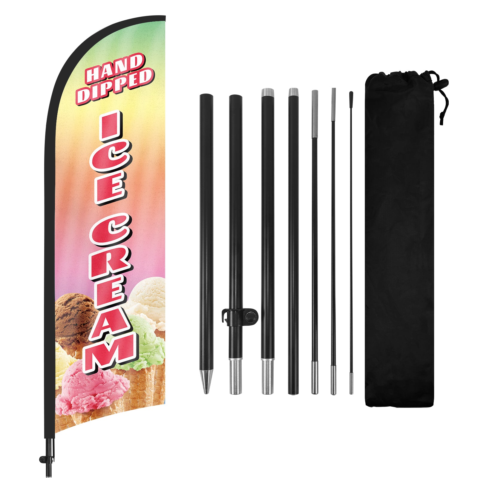 8ft Hand Dipped Ice Cream Feather Flag Kit with Pole and Stake