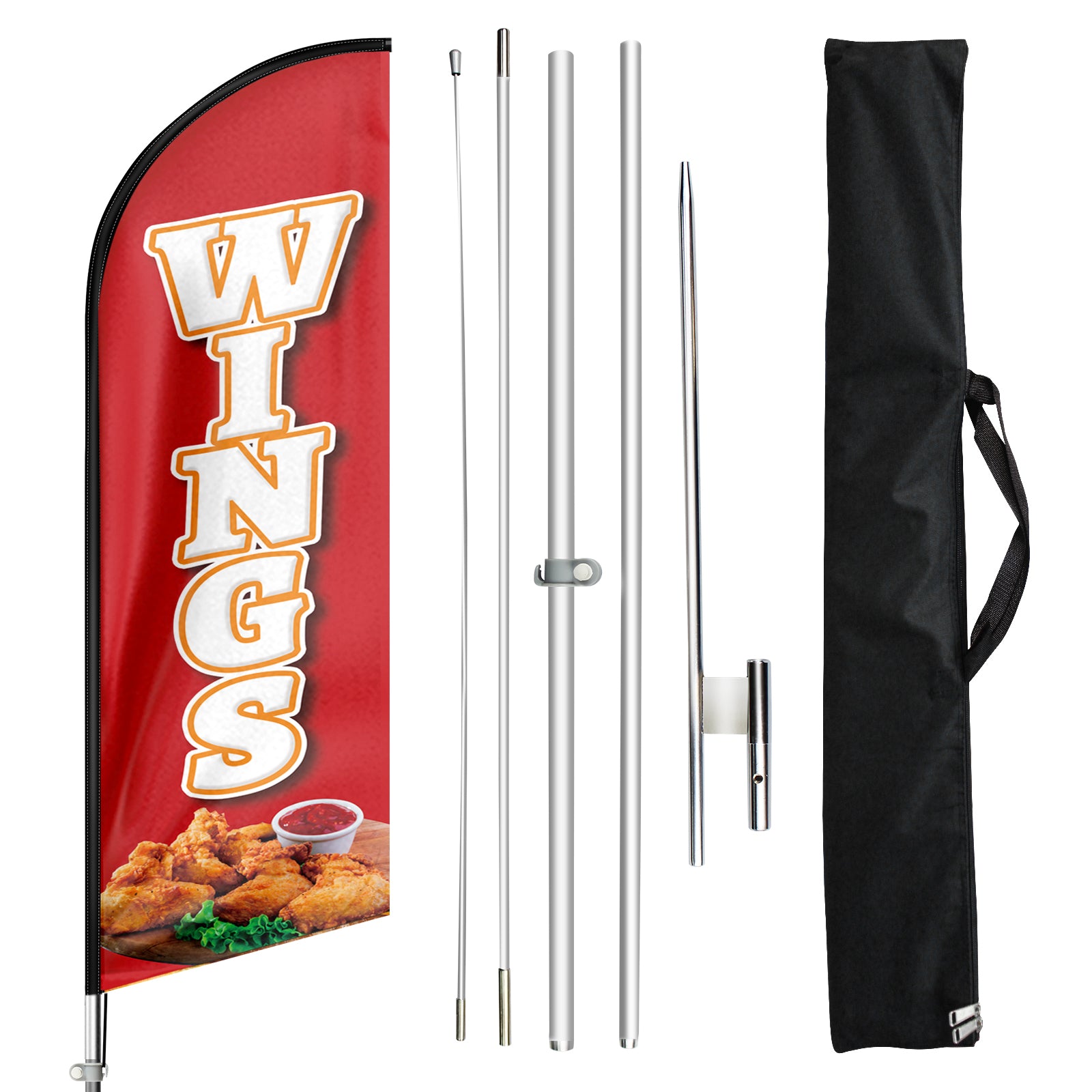Red Wings Sign-FSFLAG Wings Swooper Flag Feather Flag Pole Kit