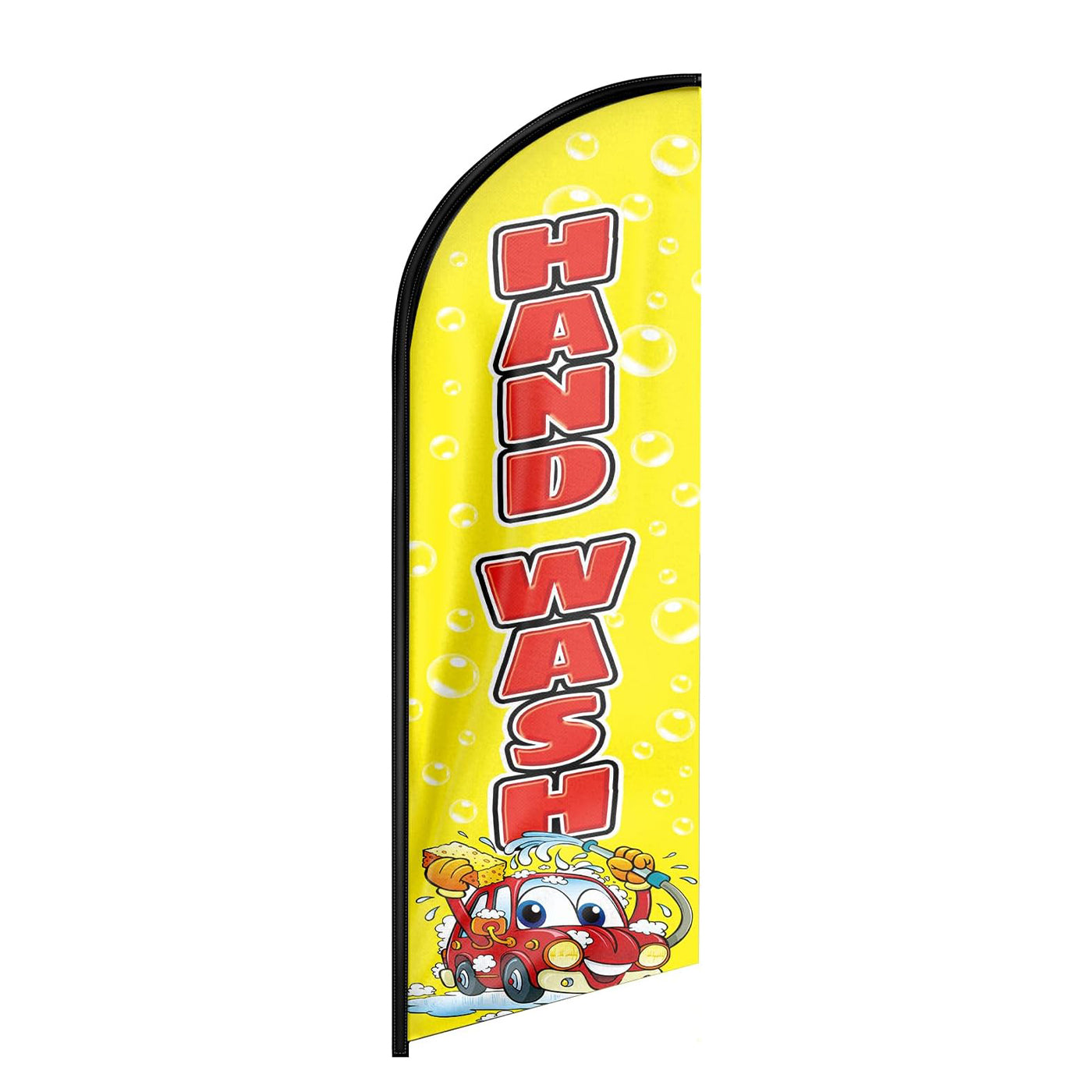 Car Wash Signs-8ft Yellow Hand Wash Feather Flag for Hand Wash Business