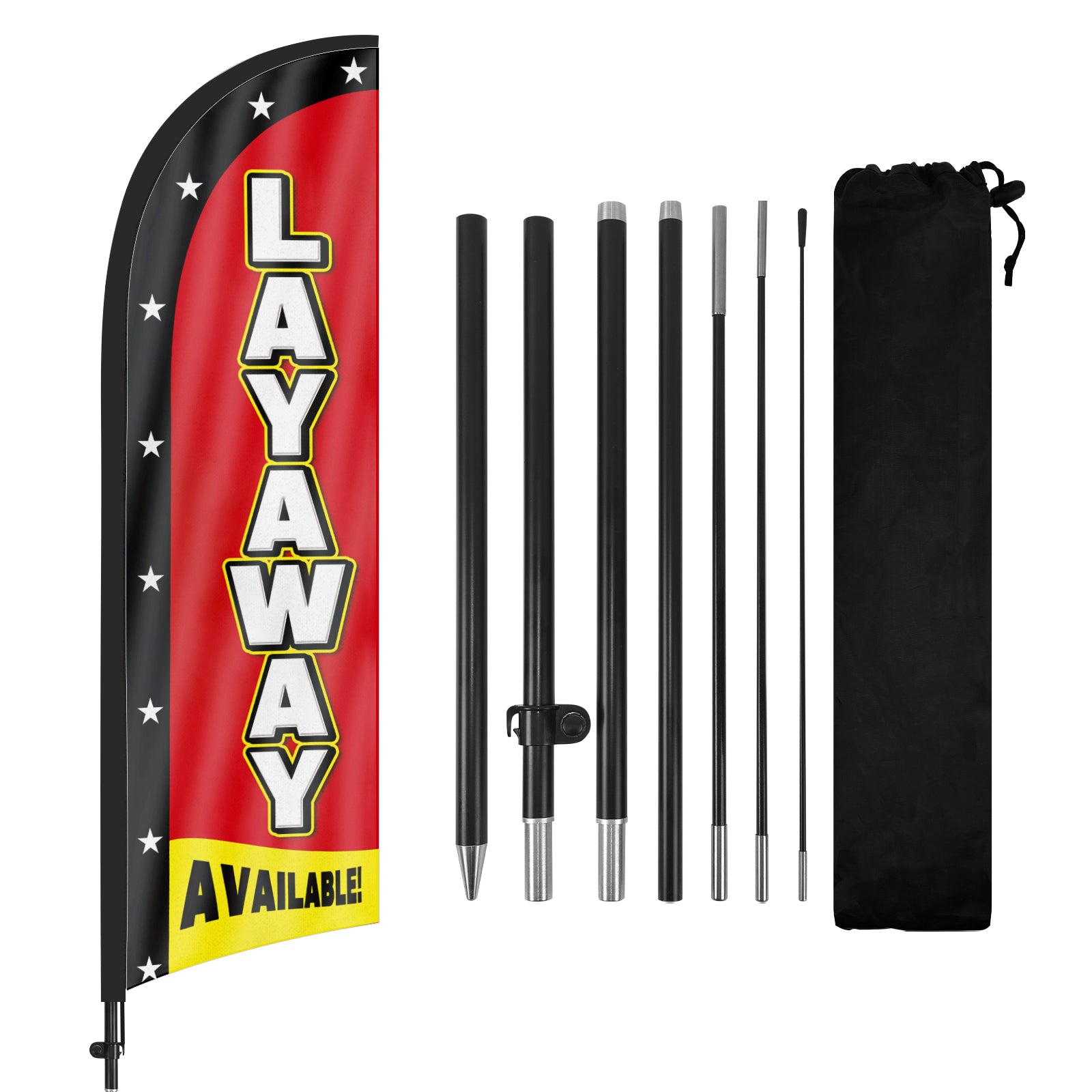 8ft Layaway Available Feather Flag with Pole and Stake