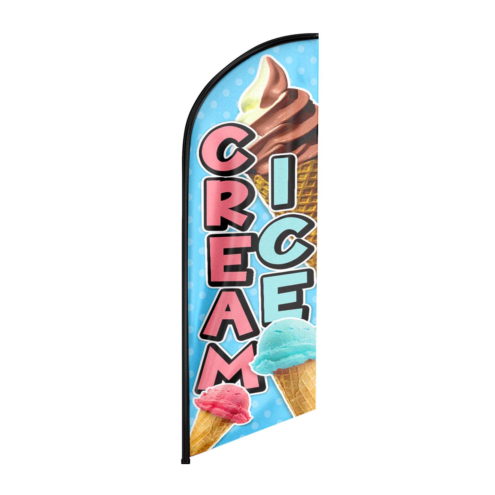 Ice Cream Sign-8ft Ice Cream Swooper Feather Flag for Ice Cream Business（Flagpole Not Included）