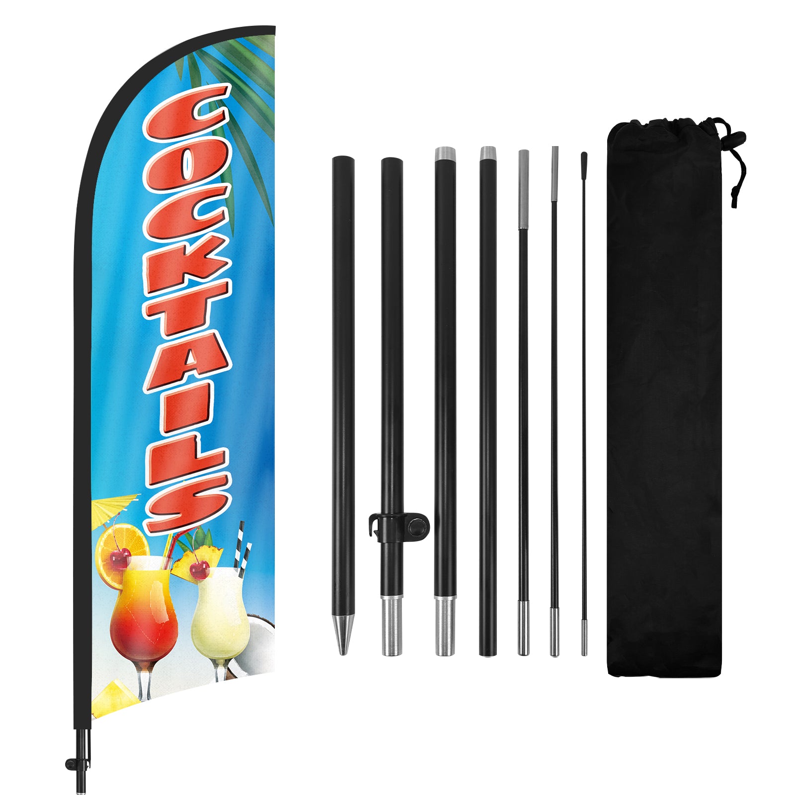 Cocktails Sign–8Ft Feather Flag with Pole & Stake