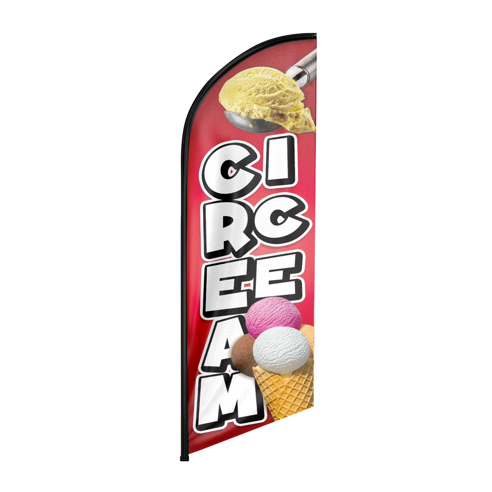 Ice Cream Sign-8ft Ice Cream Swooper Flag（Flagpole Not Included）