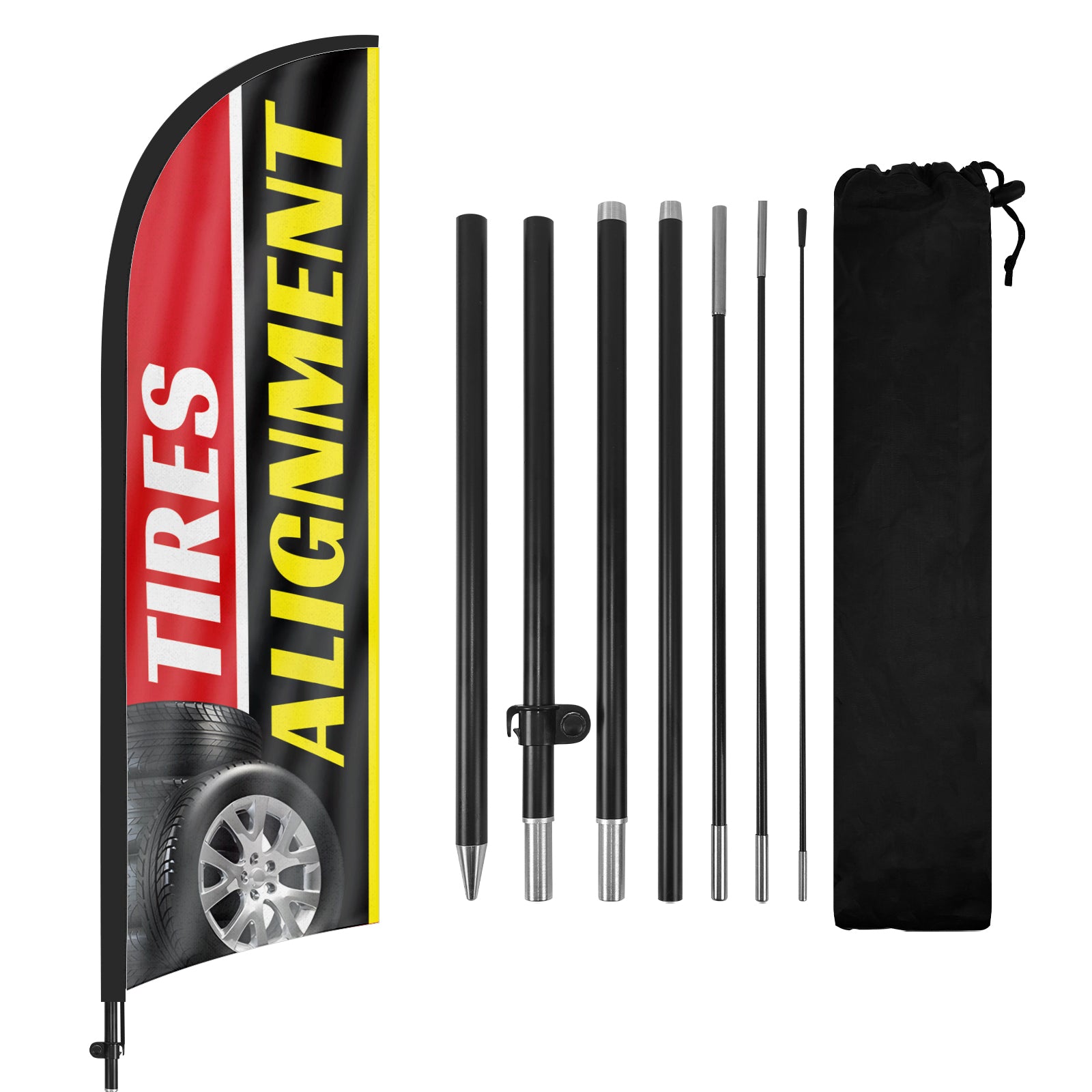 8ft Tires Alignment Feather Flag Pole Kit