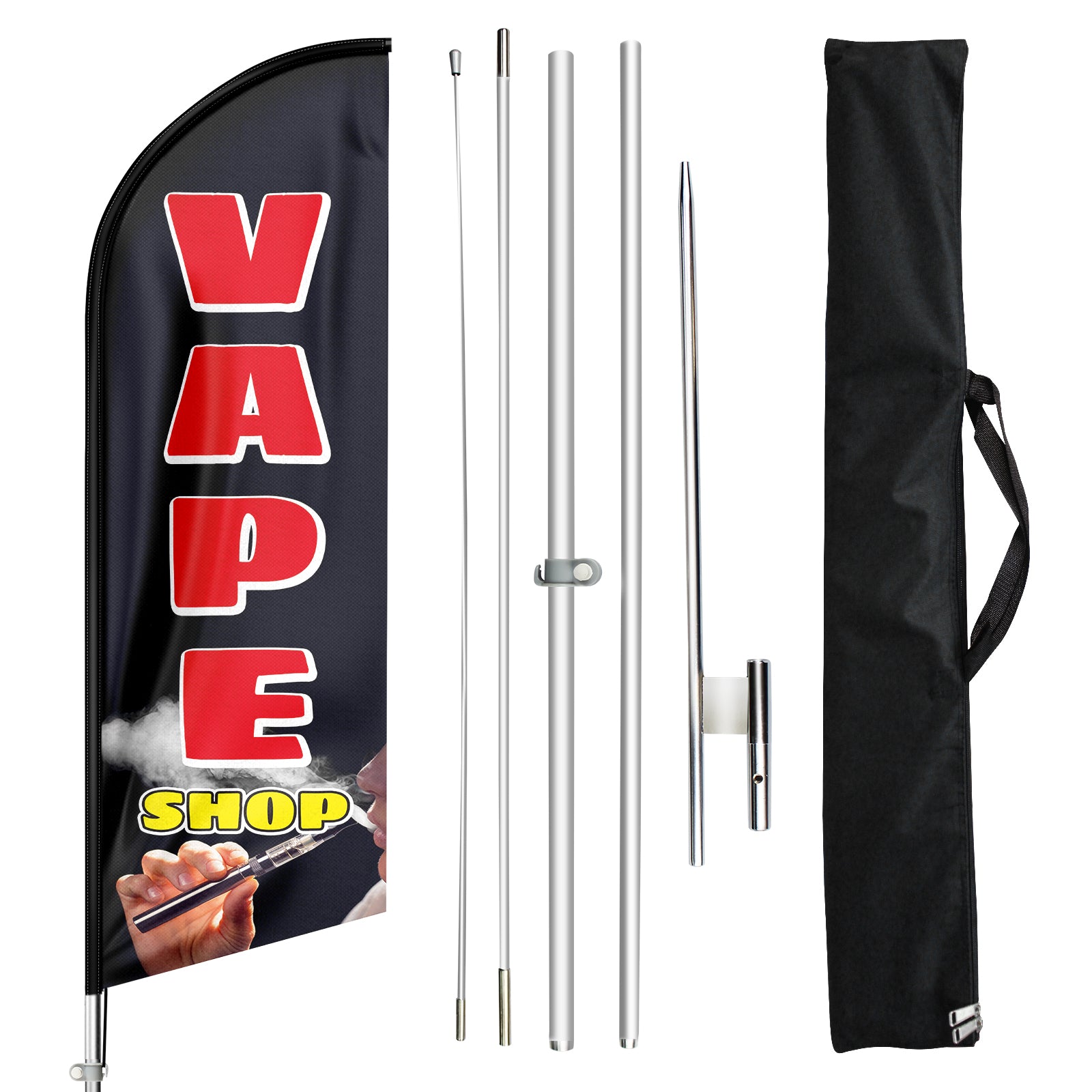 Vape Shop Signs-11ft Vape Shop Swooper Flag Feather Flag Pole Kit