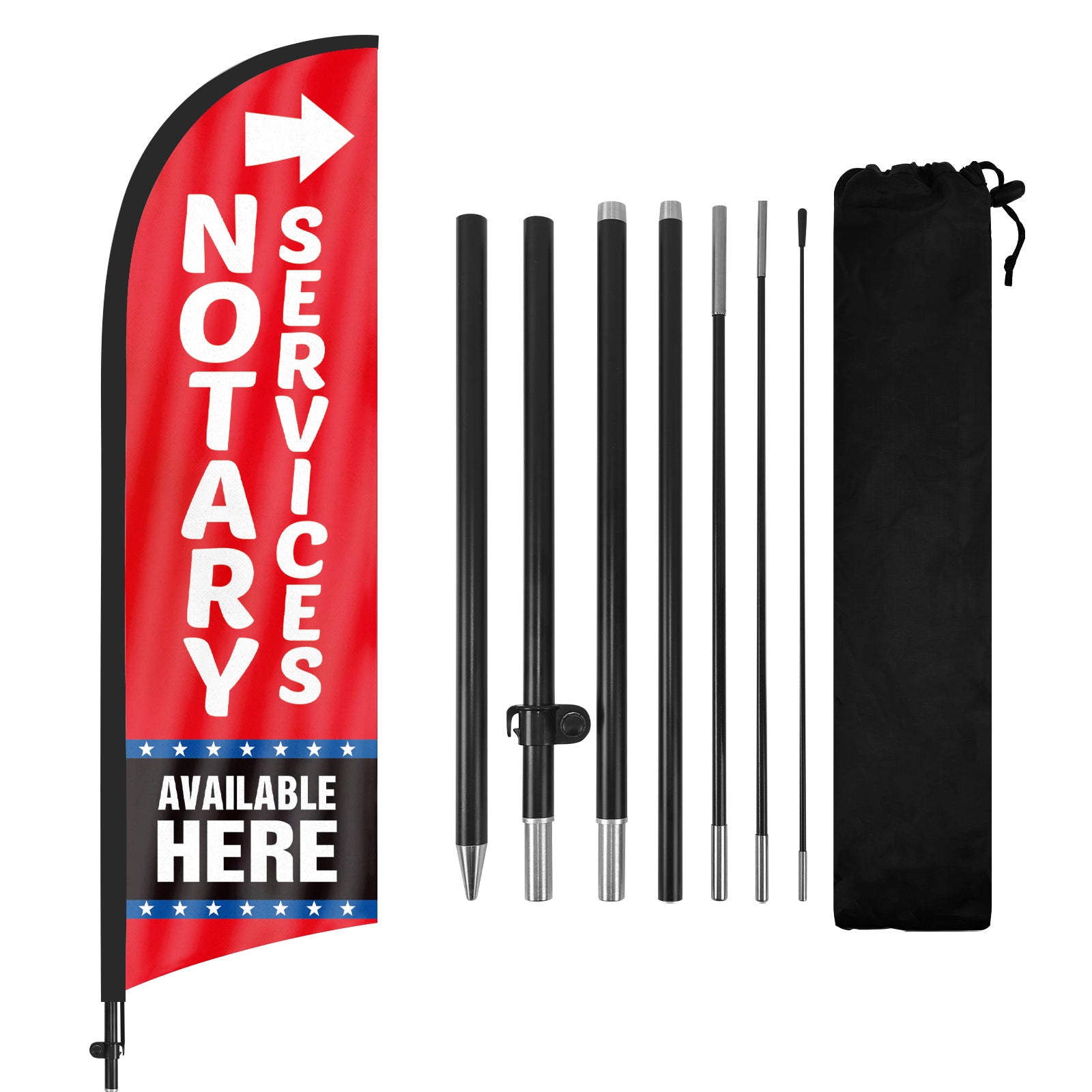 8Ft Notary Services Available Here Feather Flag with Pole & Stake