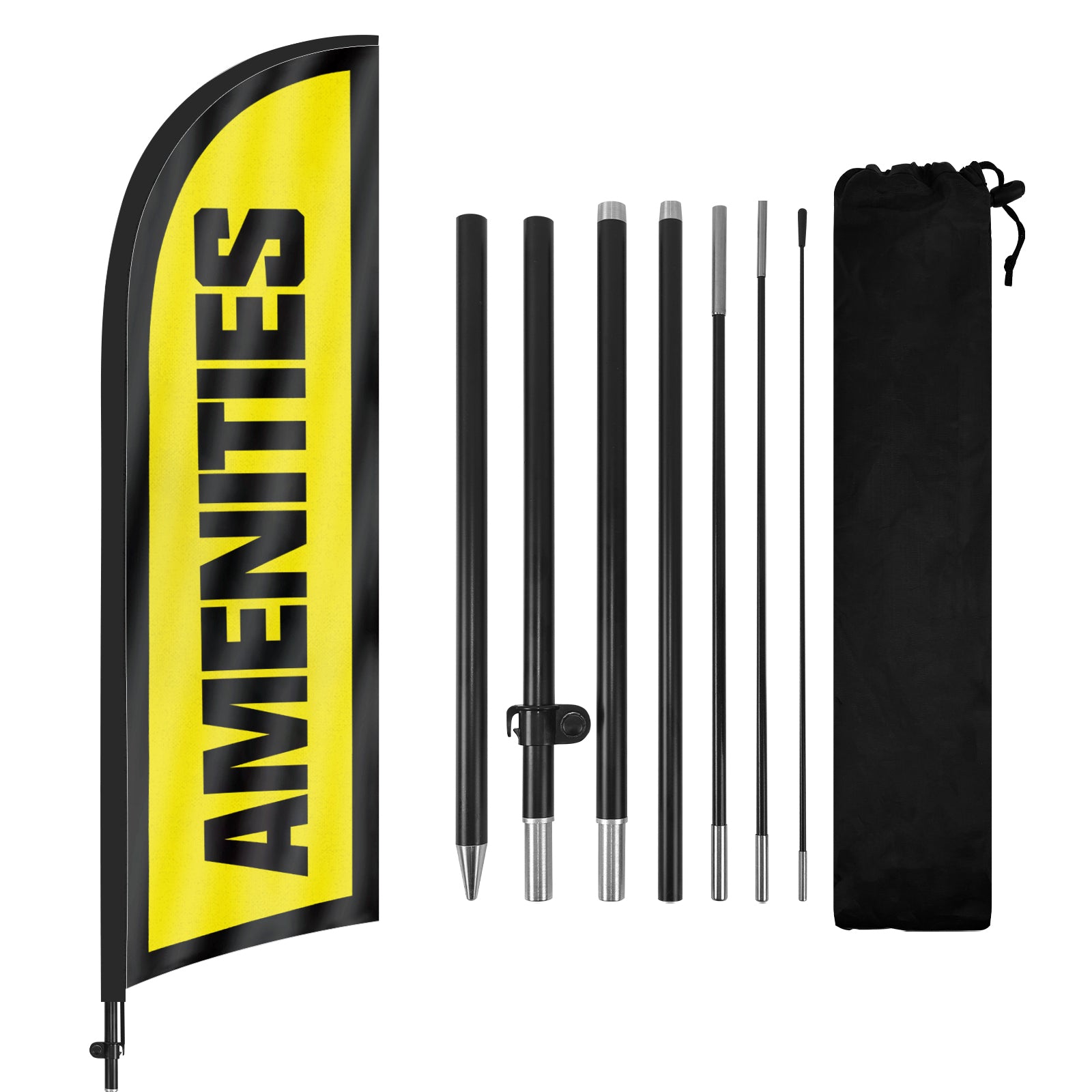 8ft Amenities Feather Flag with Pole and Stake