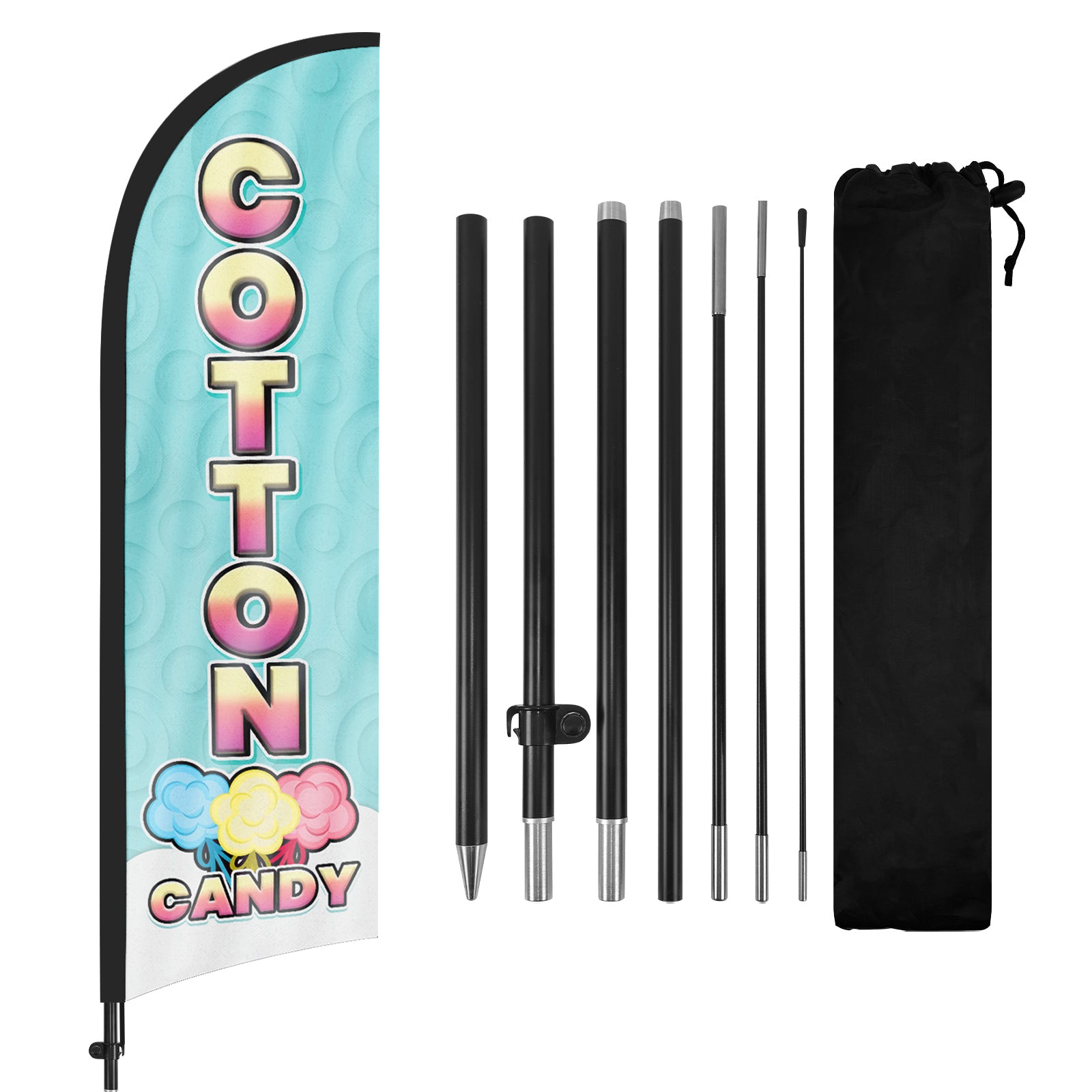 8ft Cotton Candy Feather Flag with Pole and Stake