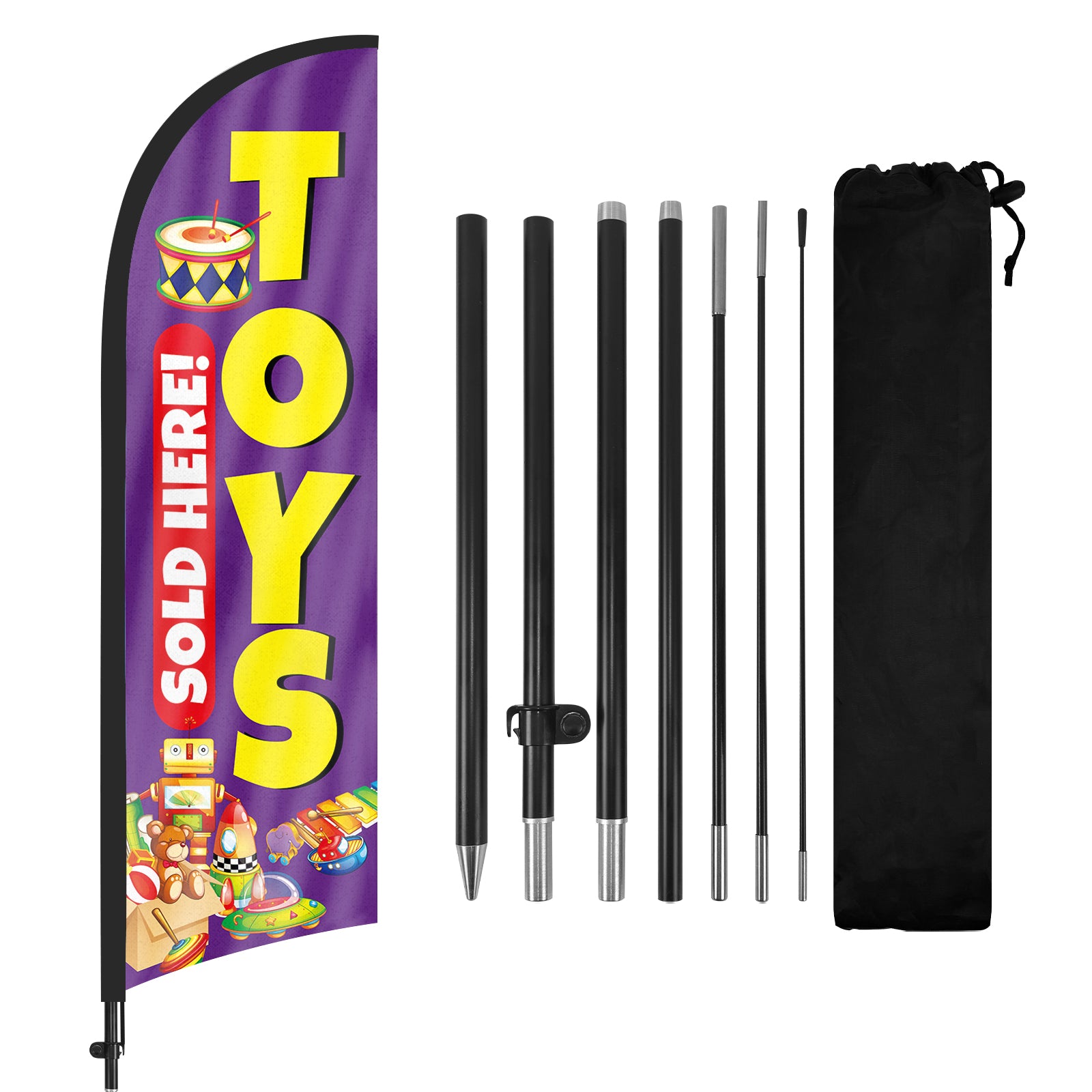 8ft Toys Sold Here Purple Feather Flag with Pole and Stake