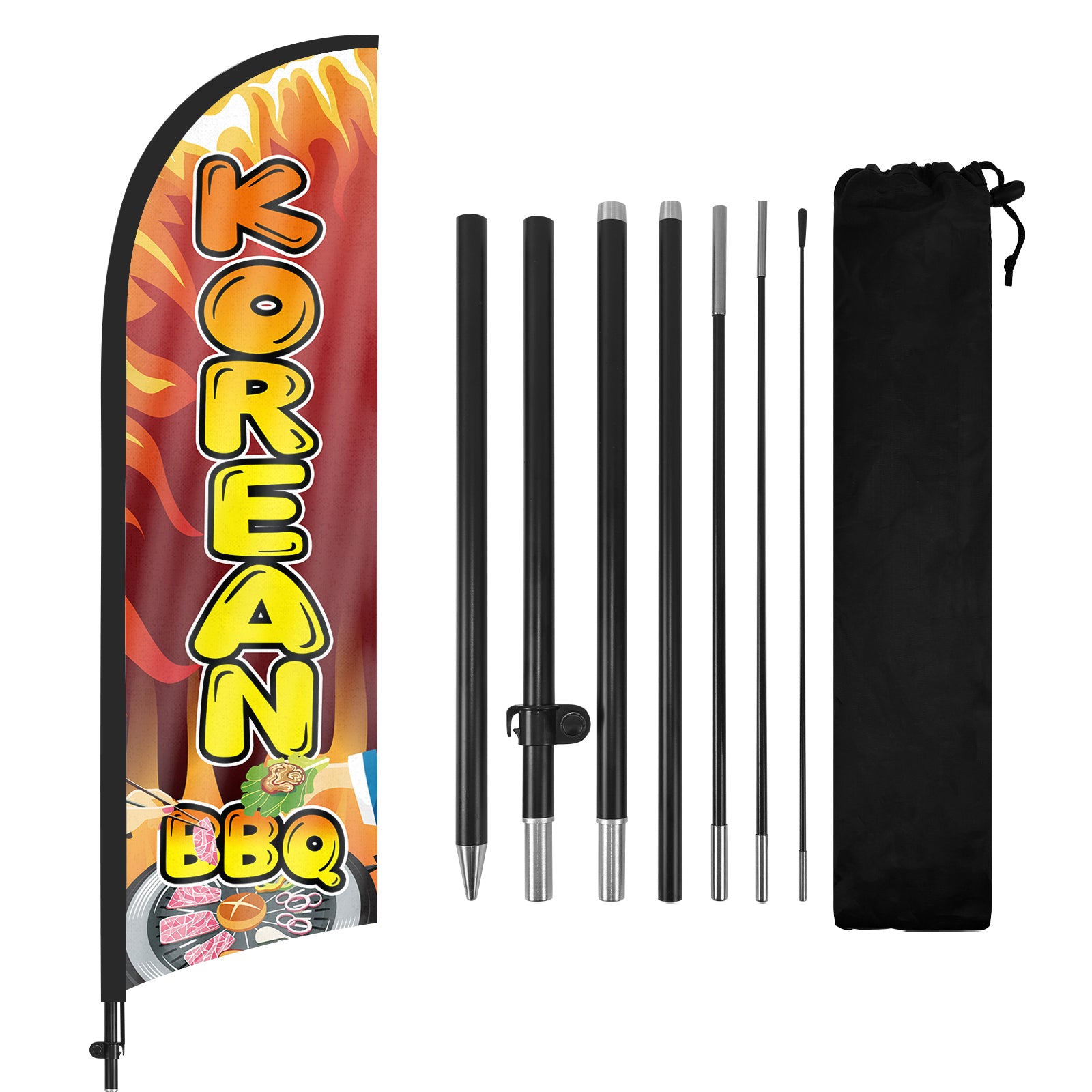 8Ft Korean BBQ Feather Flag Pole Kit