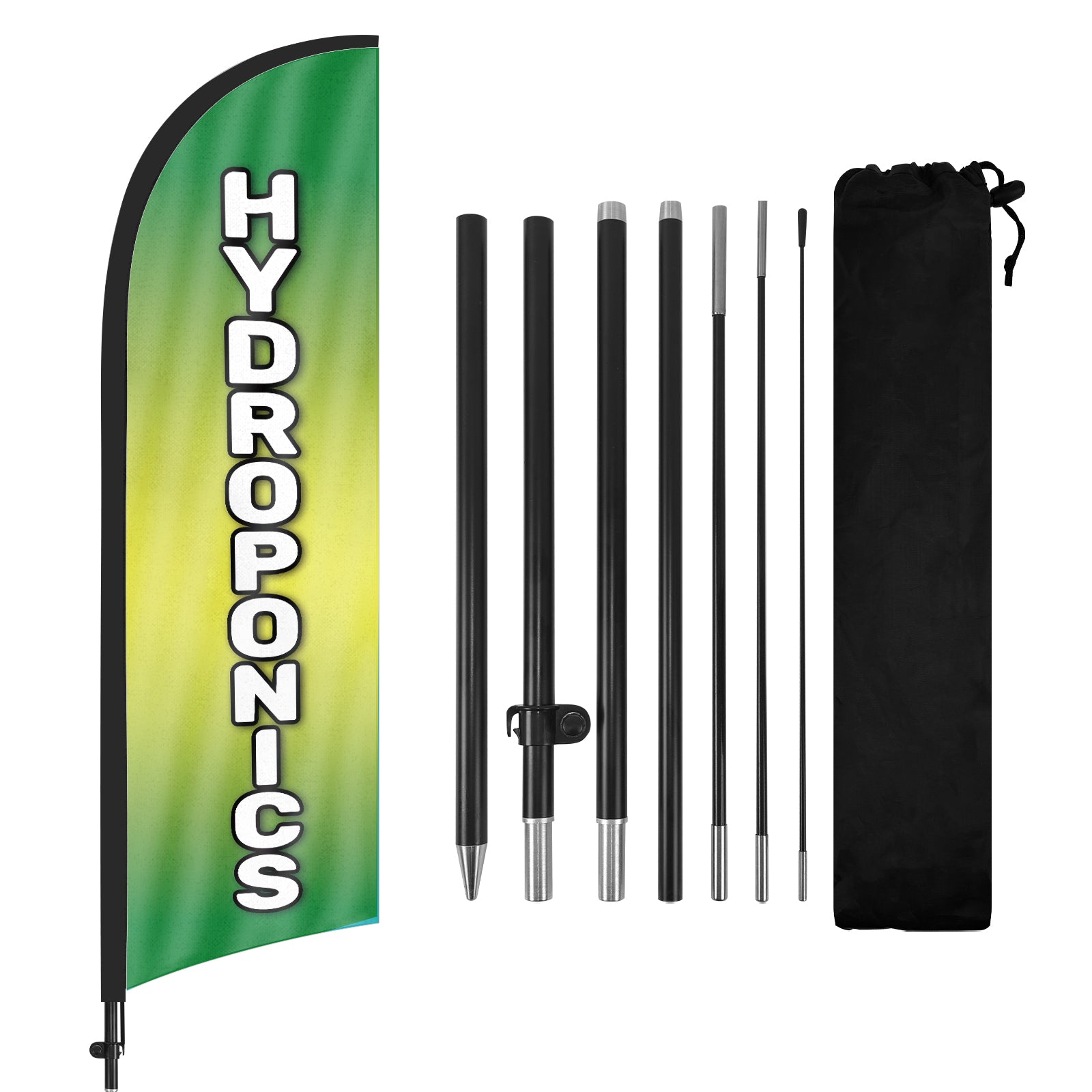 8Ft Hydroponics Feather Flag with Pole & Stake