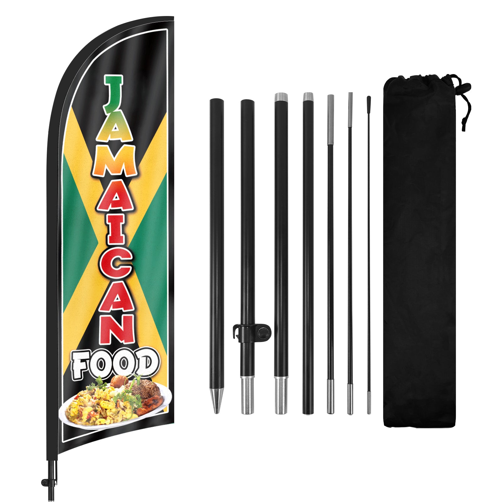 8ft Jamaican Food Feather Flag with Pole and Stake