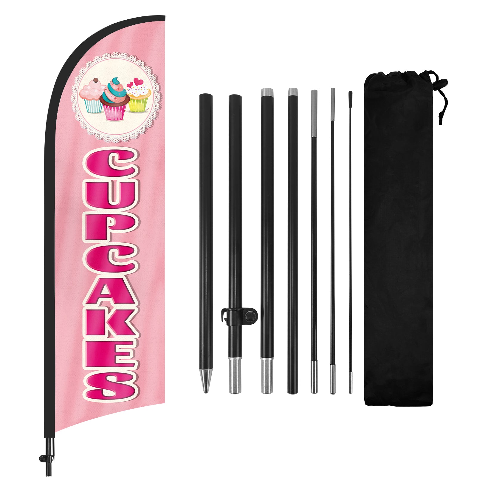 Cupcake Sign-8ft Cupcakes Feather Flag Kit with Pole and Stake