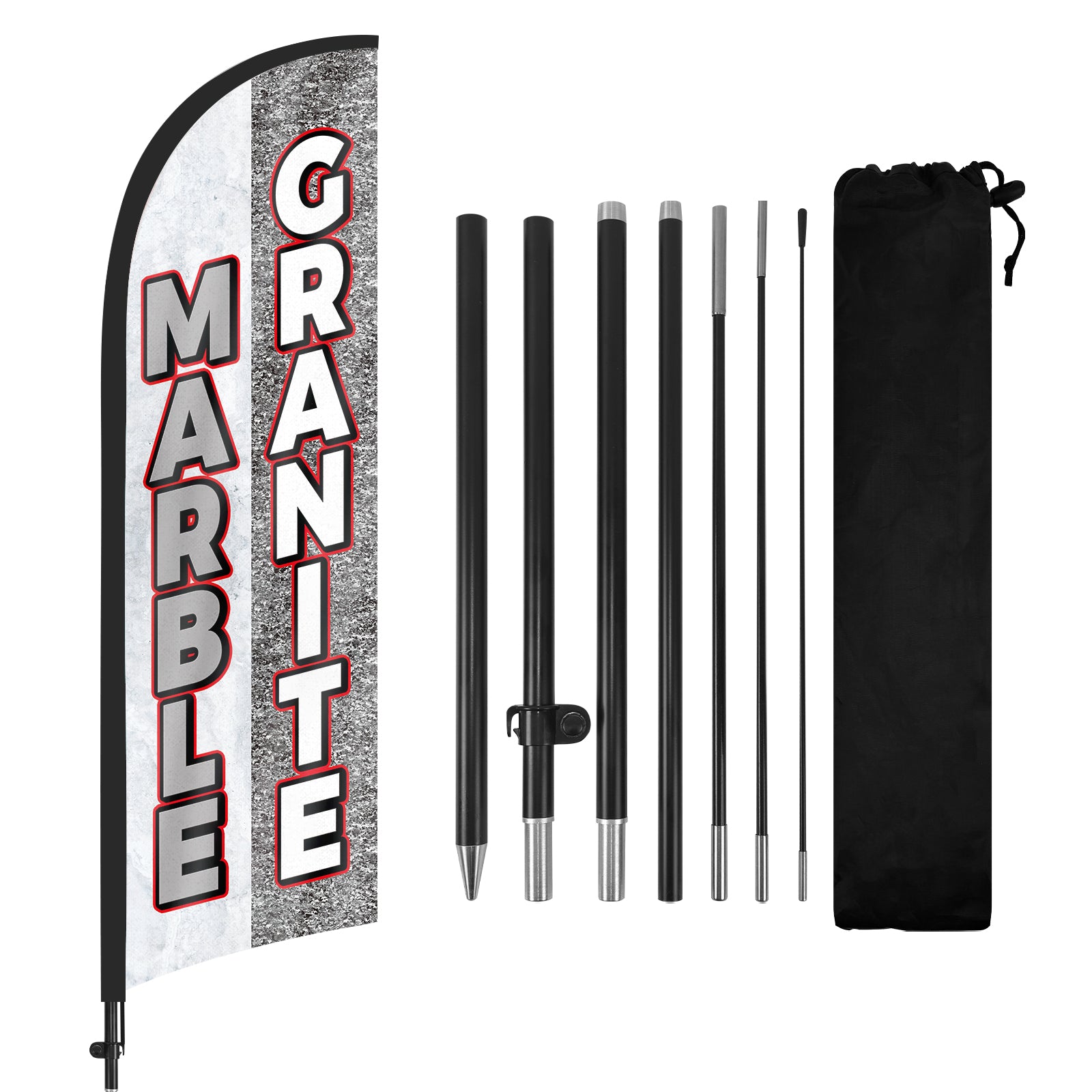 8ft Marble Granite Feather Flag Pole Kit