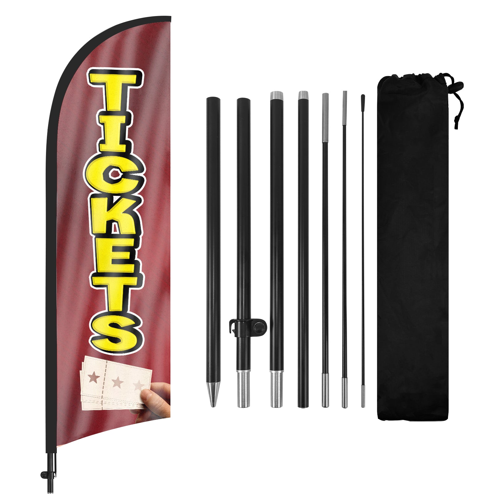 8Ft Tickets Feather Flag with Pole & Stake