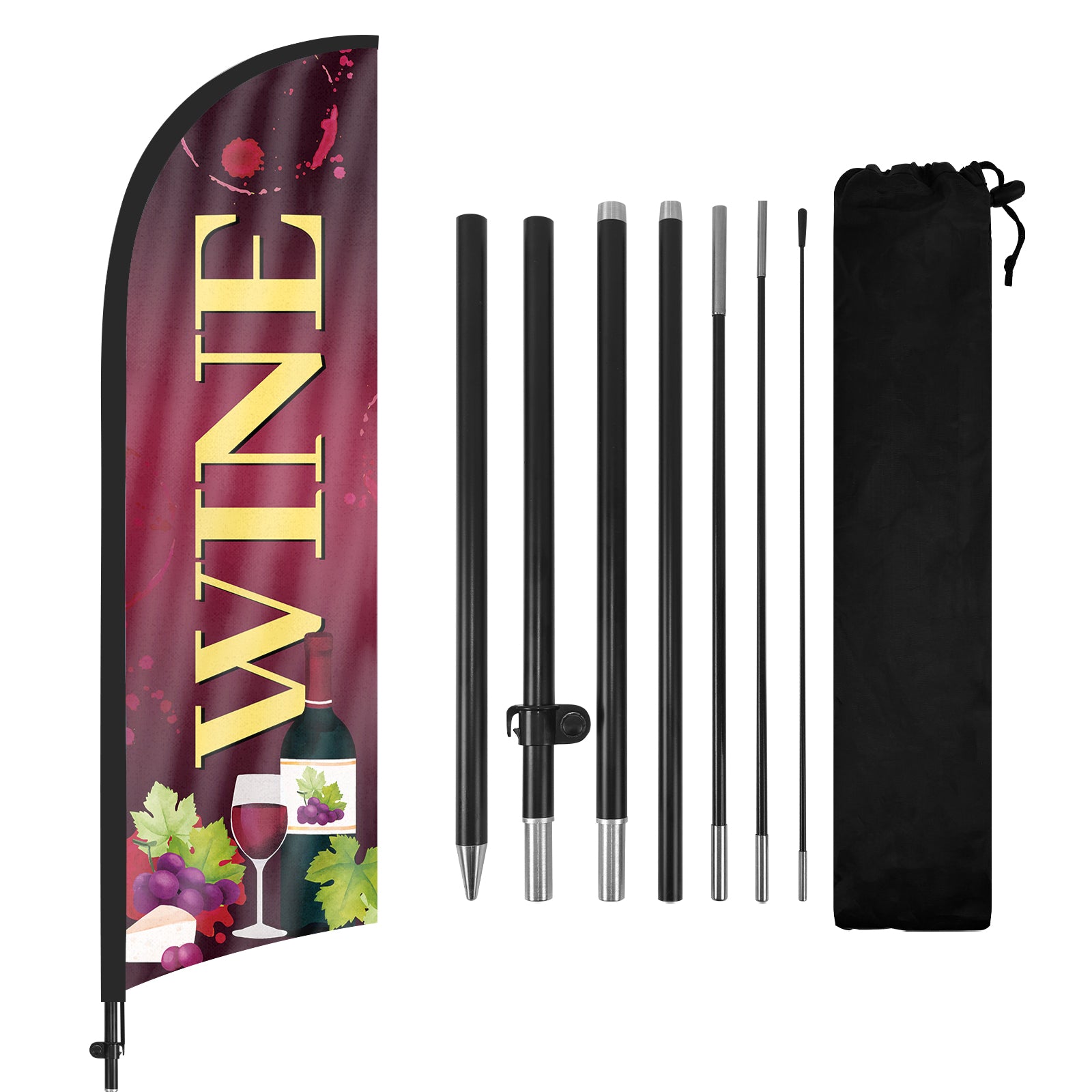 8ft Wine 01 Feather Flag with Pole and Stake