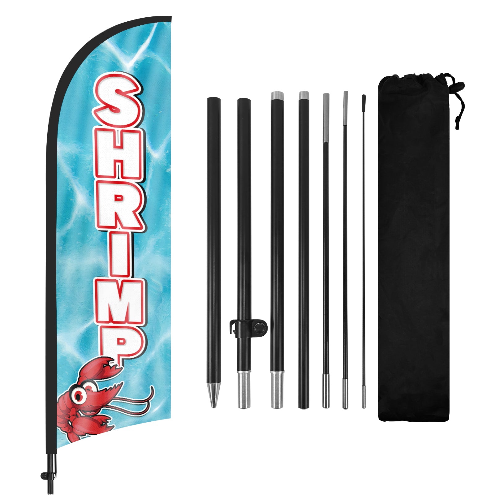 8ft Shrimp Feather Flag with Pole and Stake