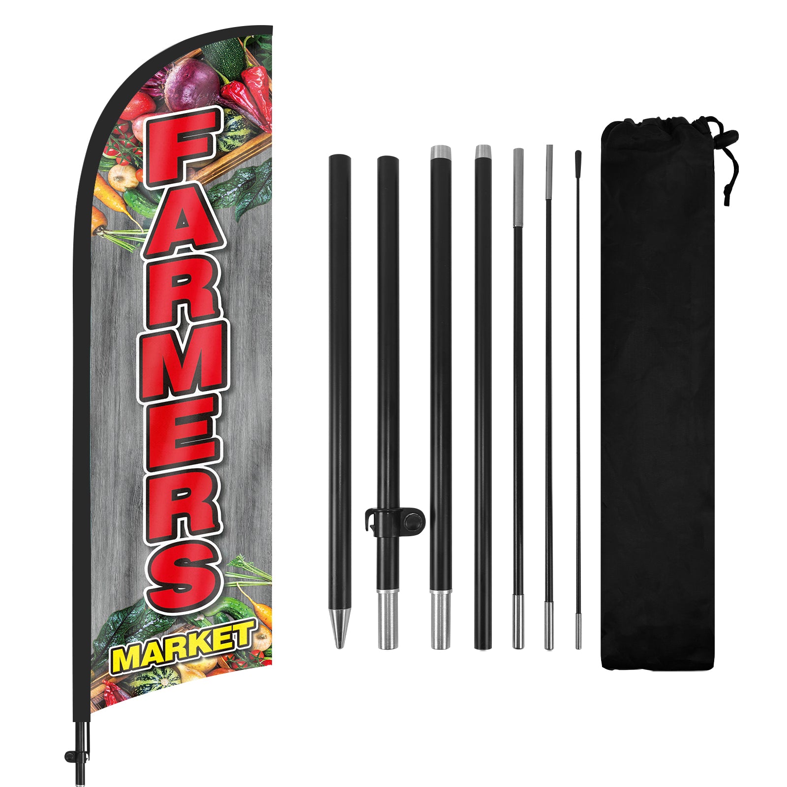 Farmers Market Signs-8Ft Farmers Market Feather Flags Pole Kit - FSFlag