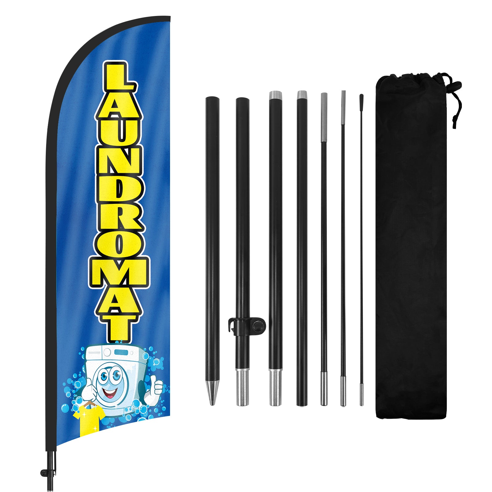 8ft Laundromat Blue Feather Flag Pole Kit