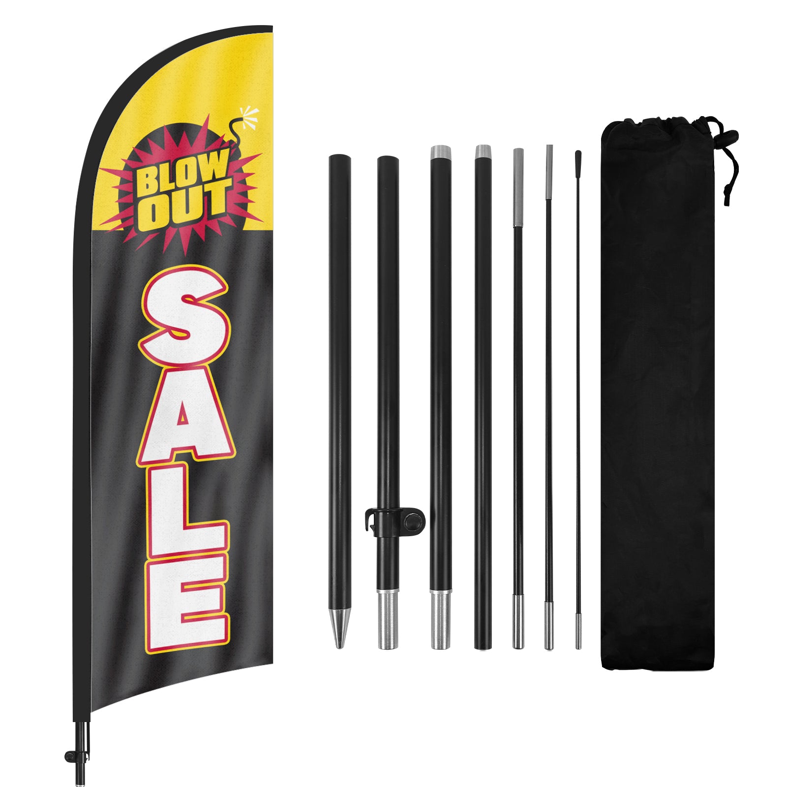 8ft Blowout Sale Black Feather Flag Pole Kit