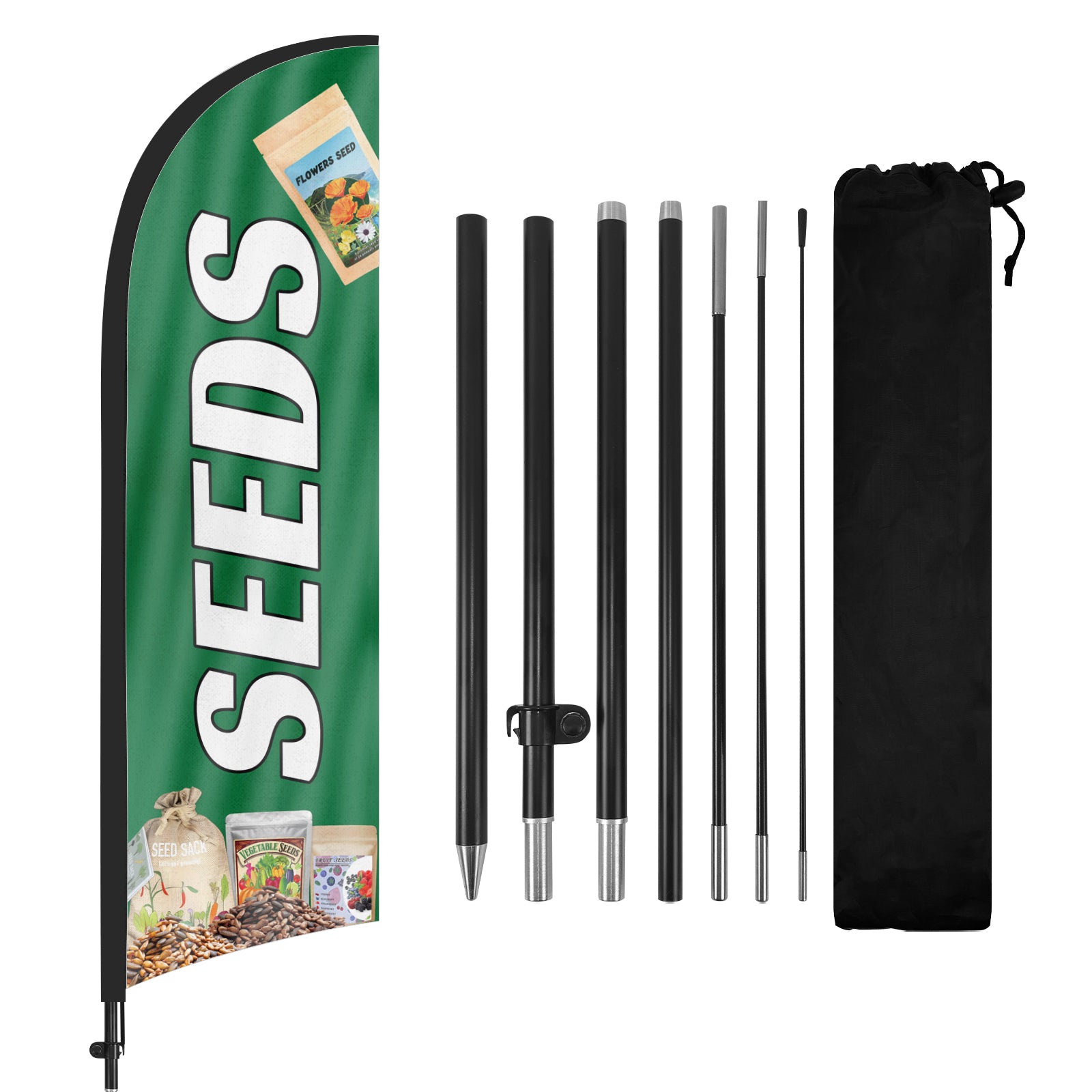 8ft Seeds Feather Pink Flag with Pole kit