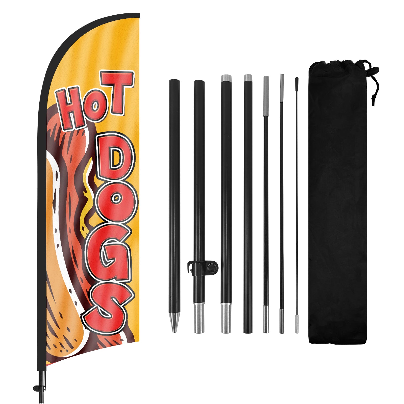 8ft Hot Dogs Feather Flag with Pole and Stake