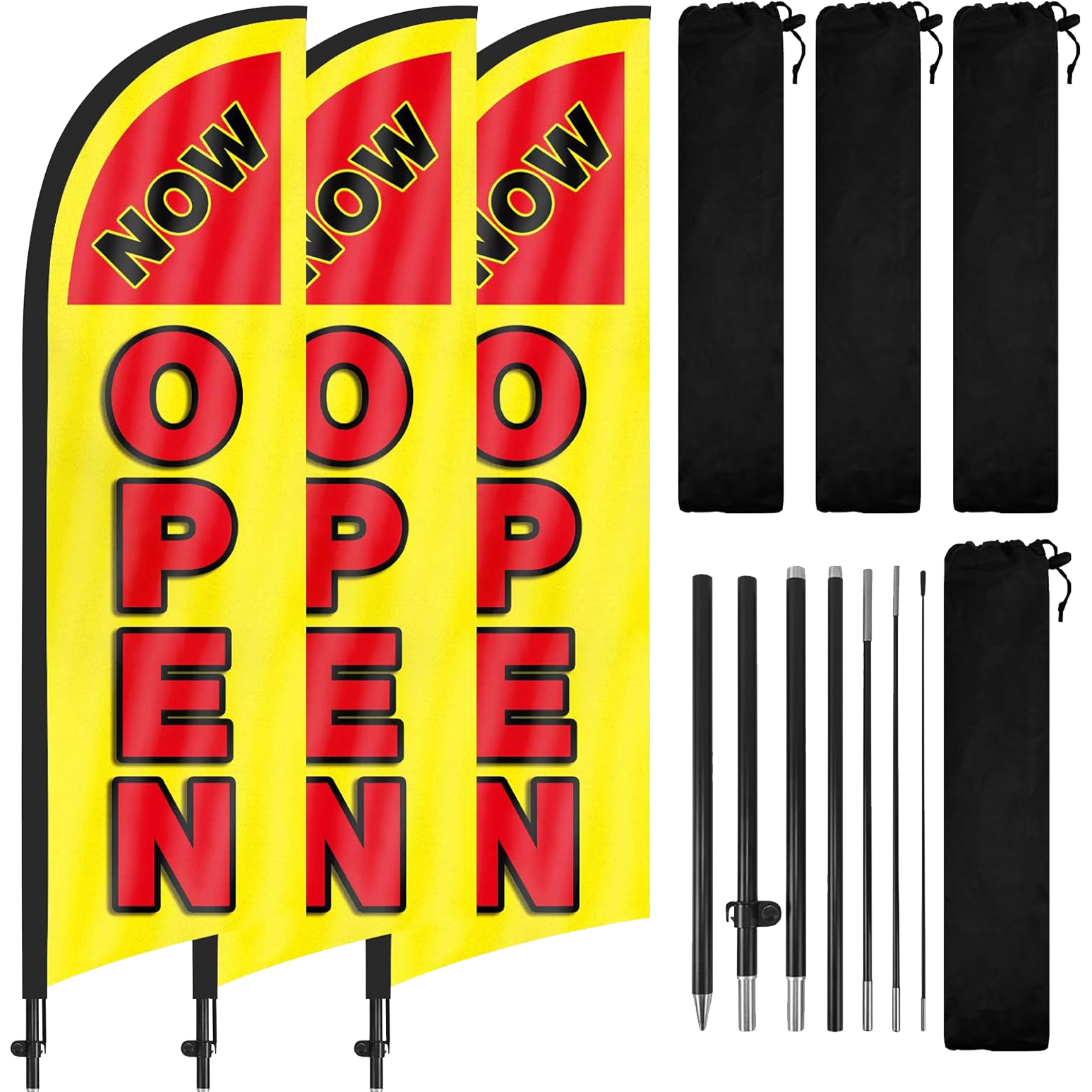 8Ft Now Open Feather Banner Sign for Business 3Pack