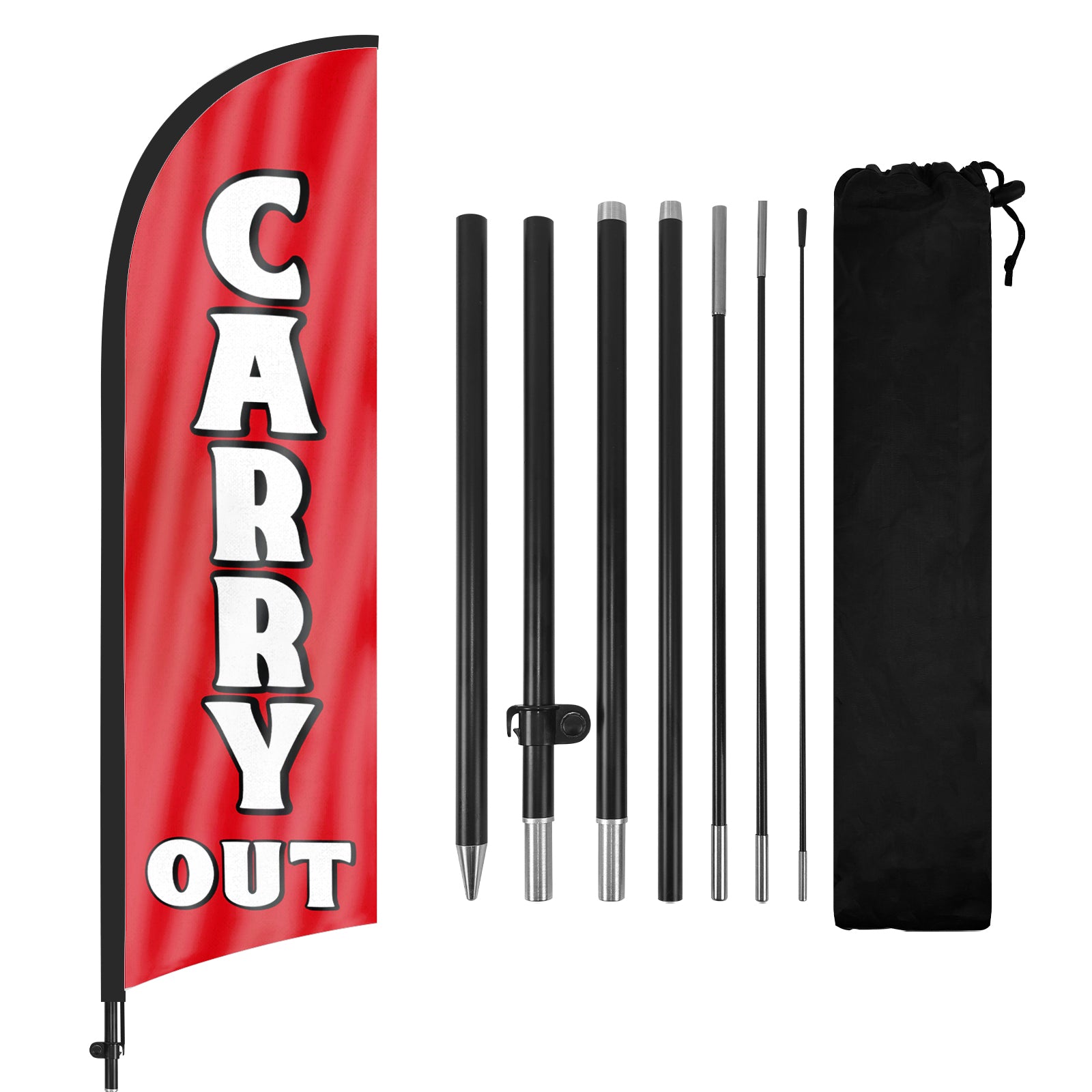Carry Out sign - 8ft Carry Out Feather Flag Kit with Pole and Stake
