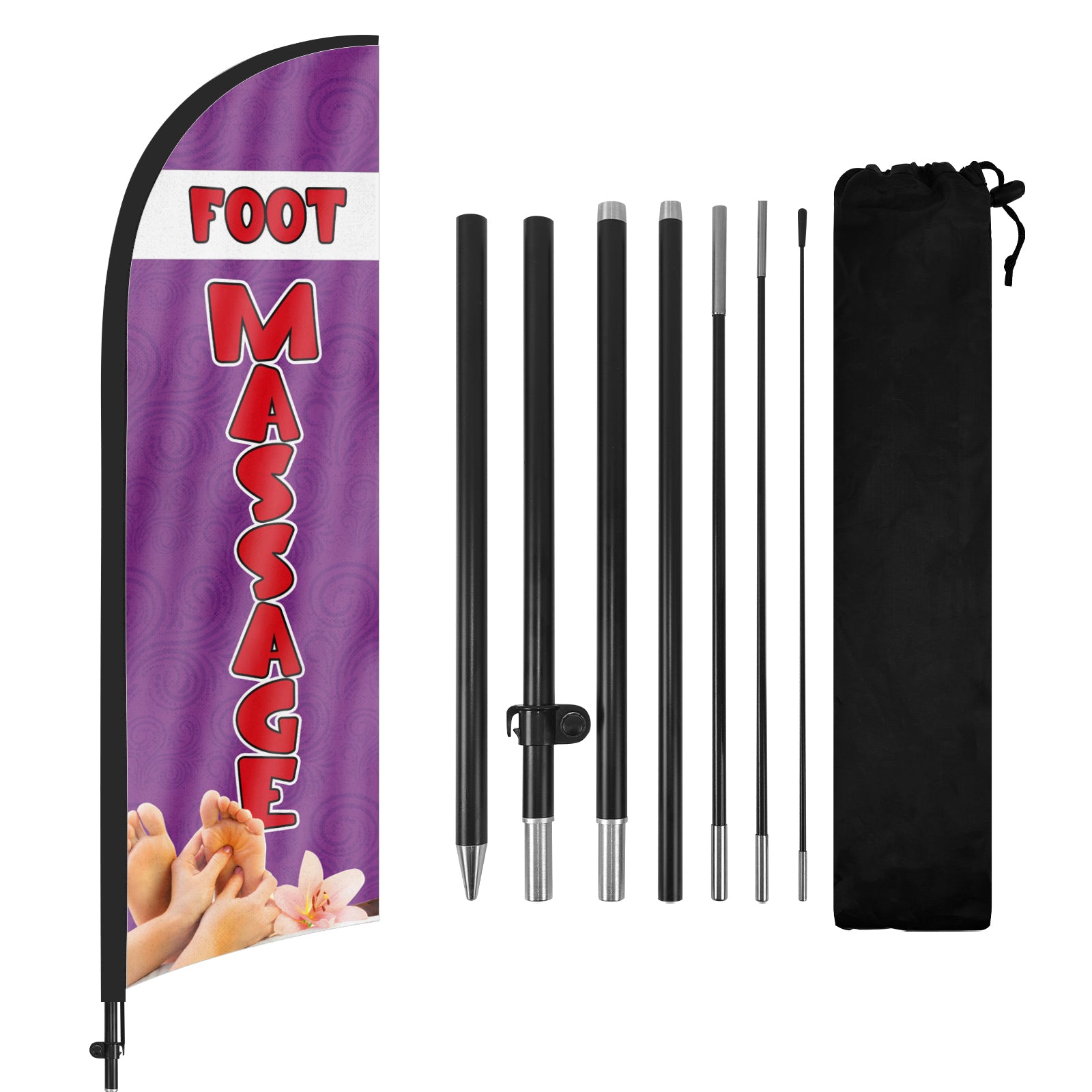 8Ft Foot Massage 01 Feather Flag with Pole & Stake