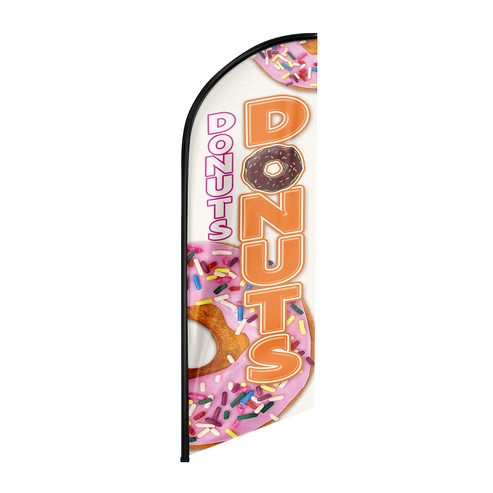 Donut Sign-8ft Orange Donuts Feather Flag!（Flagpole Not Included）