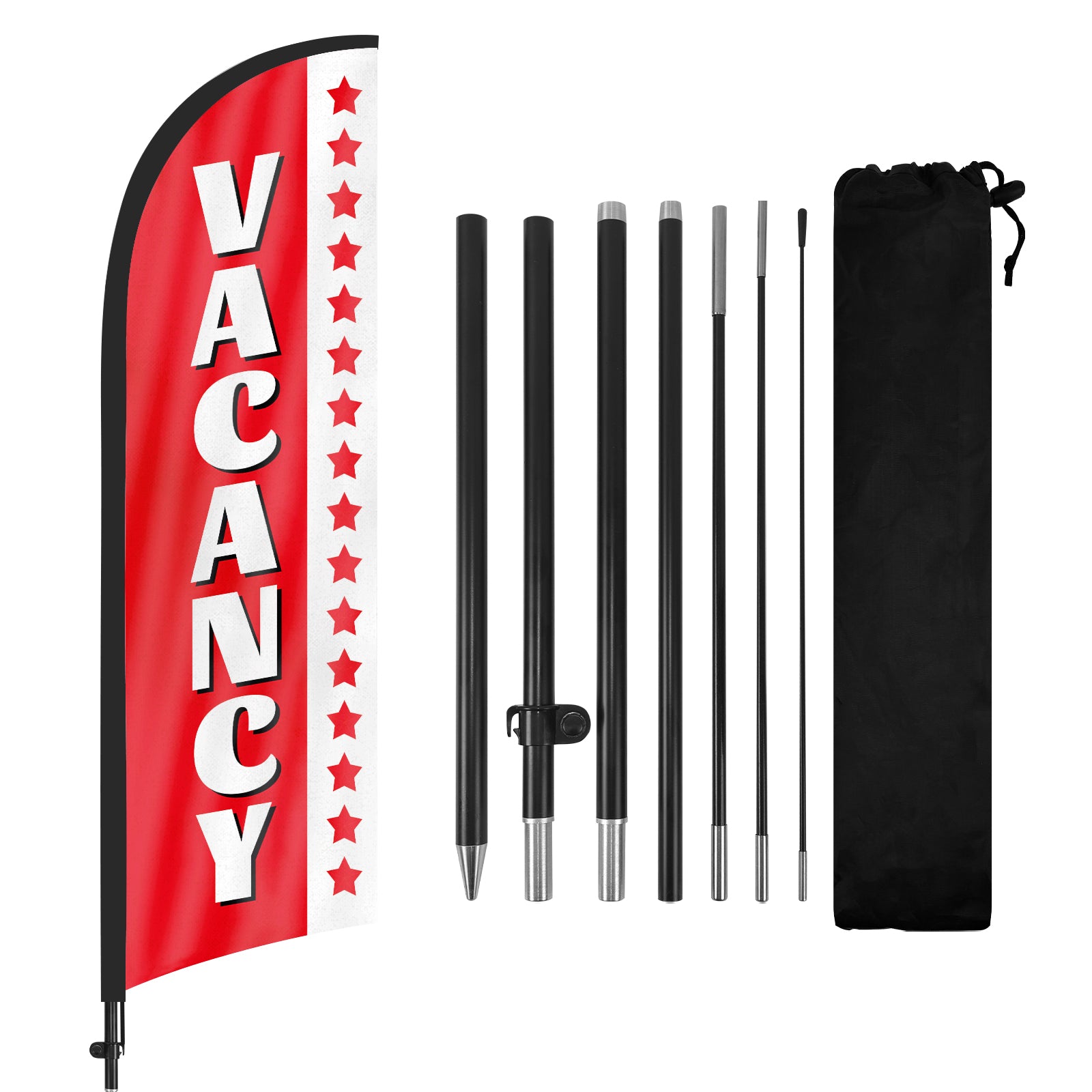 8ft Vacancy Red Feather Flag Pole Kit