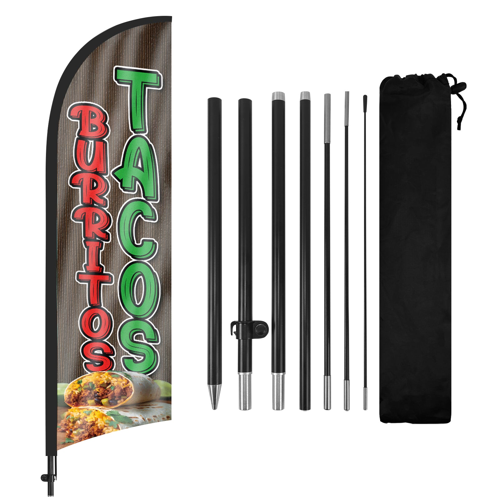 8ft Tacos Burritos Feather Flag Pole Kit
