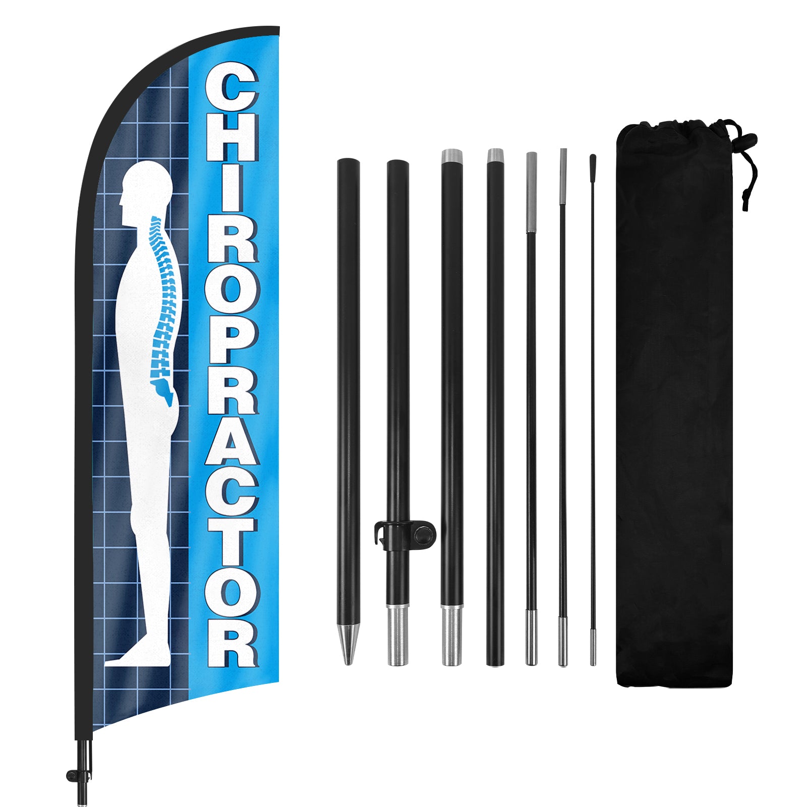 8ft Chiropractor Blue Feather Flag with Pole and Stake