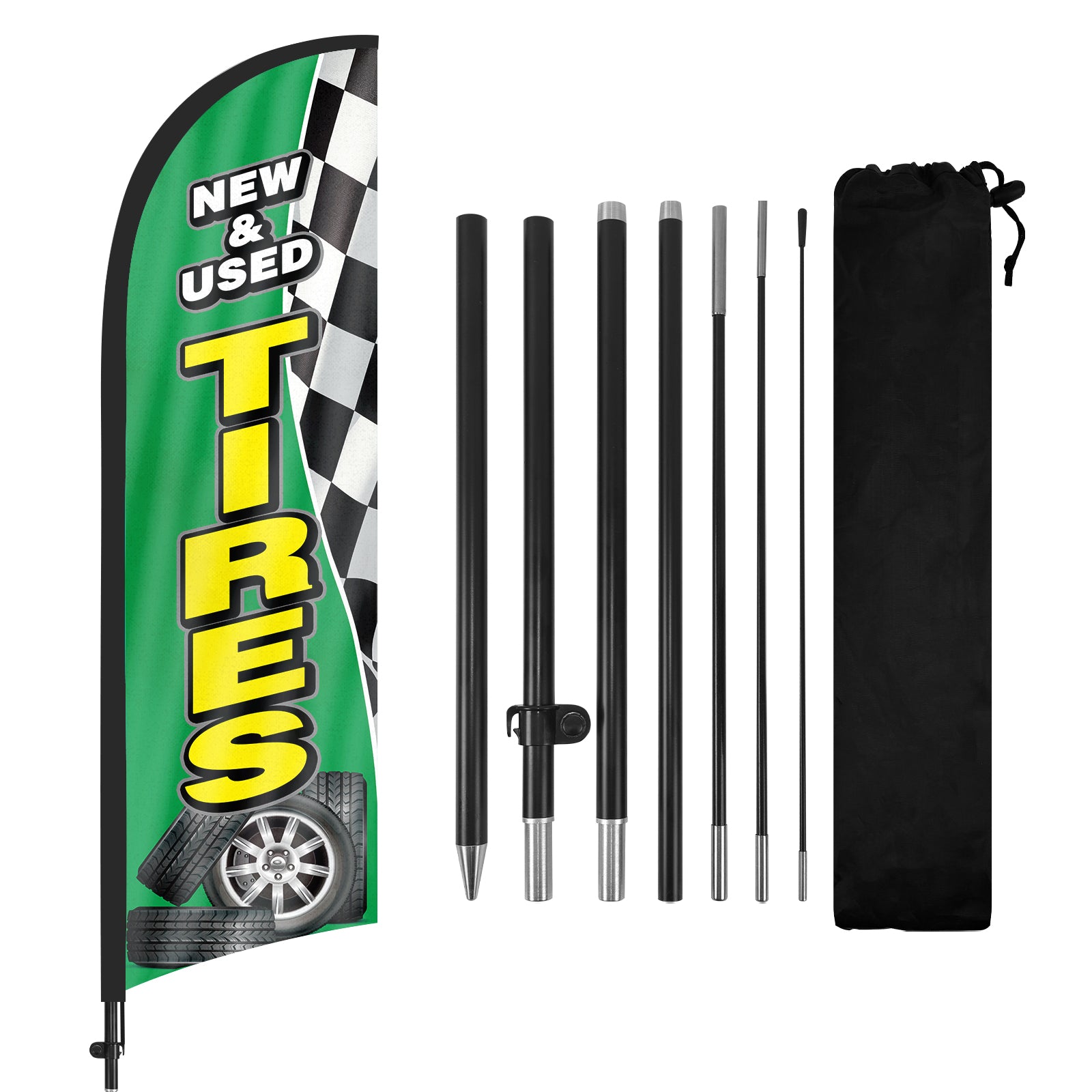 Tire Signs For Sale-8ft New Used Tires Feather Flags with Pole and Ground Stake
